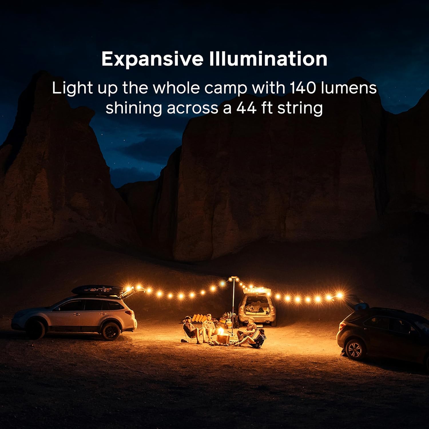 BioLite Solar String Lights 44' in Warm White, 20 Shatterproof LED Bulbs, IPX4 Water Resistant, USB-C Rechargeable Outdoor Lights for Camping, Patio, RV, Boats, Yurts, Vans & Cabins
