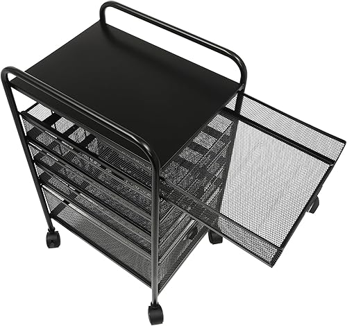 Miniatura 6 de Archivador rodante con 5 cajones, organizador de carrito de manualidades con ruedas, almacenamiento delgado para maquillaje, cocina, utilidades,