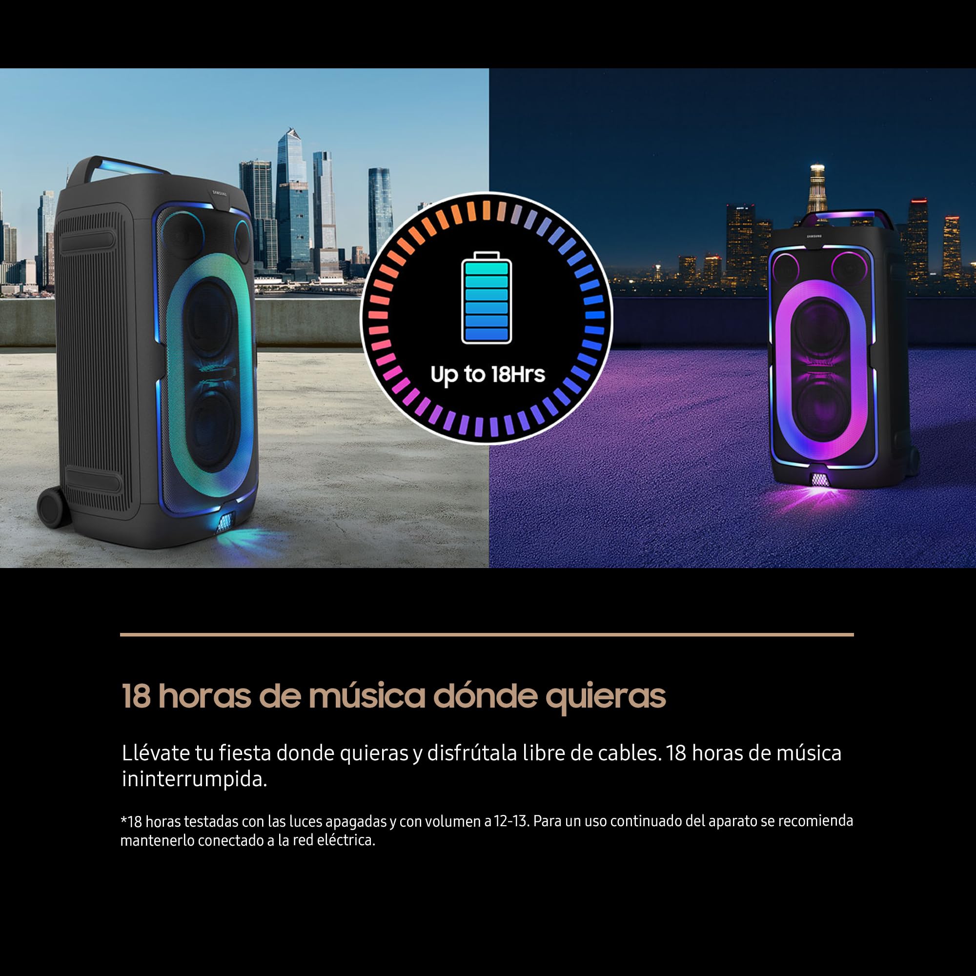 Samsung Tour de Son MX-ST50F/ZF, 240 W, lumières, 18 h d'autonomie, 3 Modes de Base, certifié IPX4, Sound Tower App