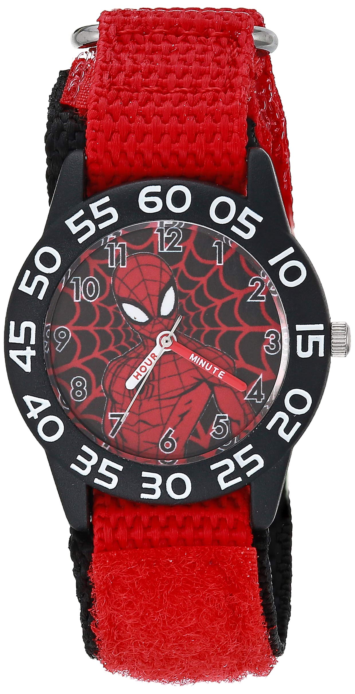 Marvel Spiderman Watch for Kids - Spider-Man Watch for Boys 4-6 - Spiderman Watches Boys - Kids Toys - - Marvel Toddler - Teen - Black Bezel - Red Nylon Strap