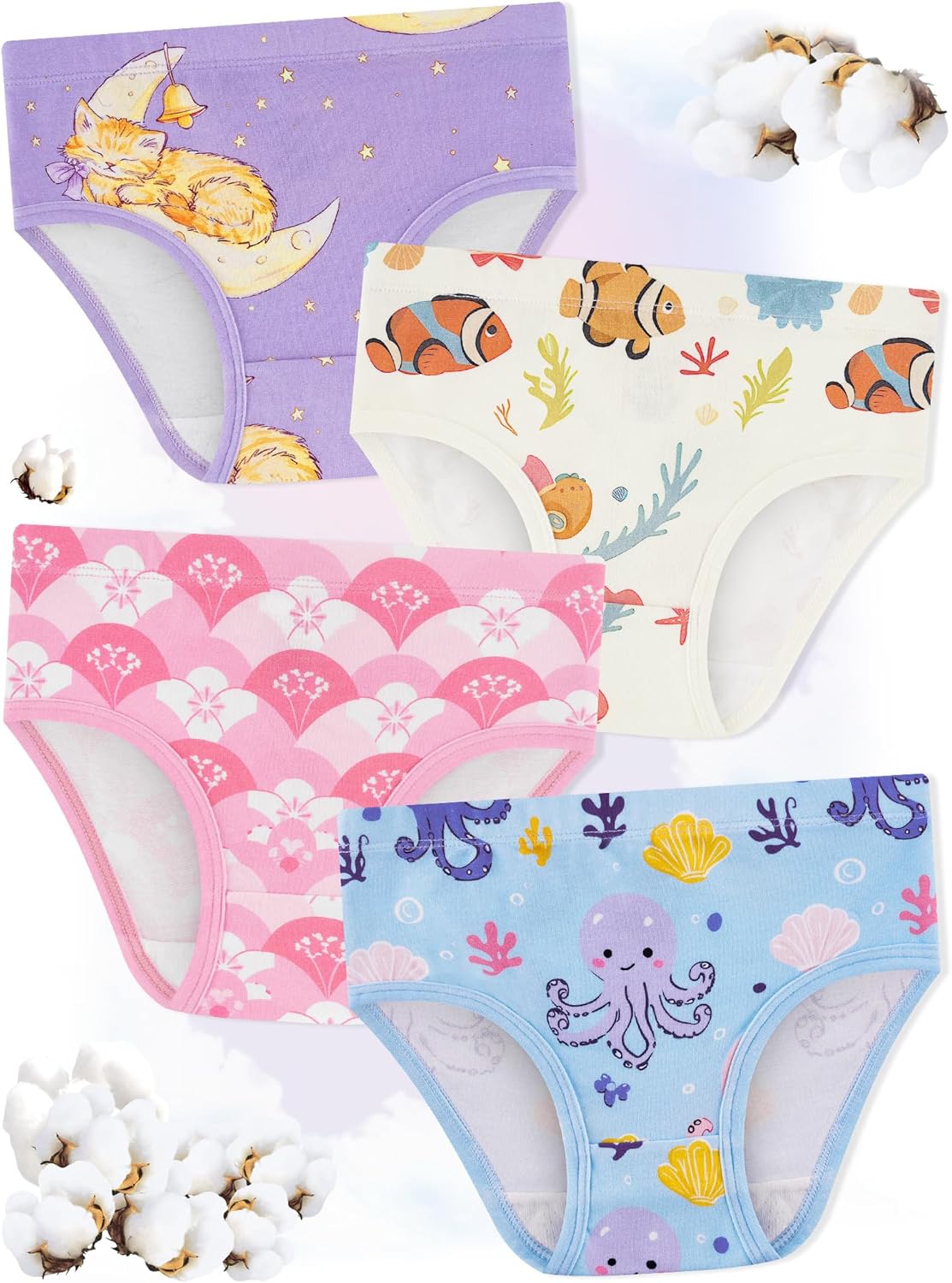 Girls' Underwear,Soft Cotton Tagless Panties for Toddlers' & Little Kids' Comfort,Breathable Briefs,8-Pack - Image 2