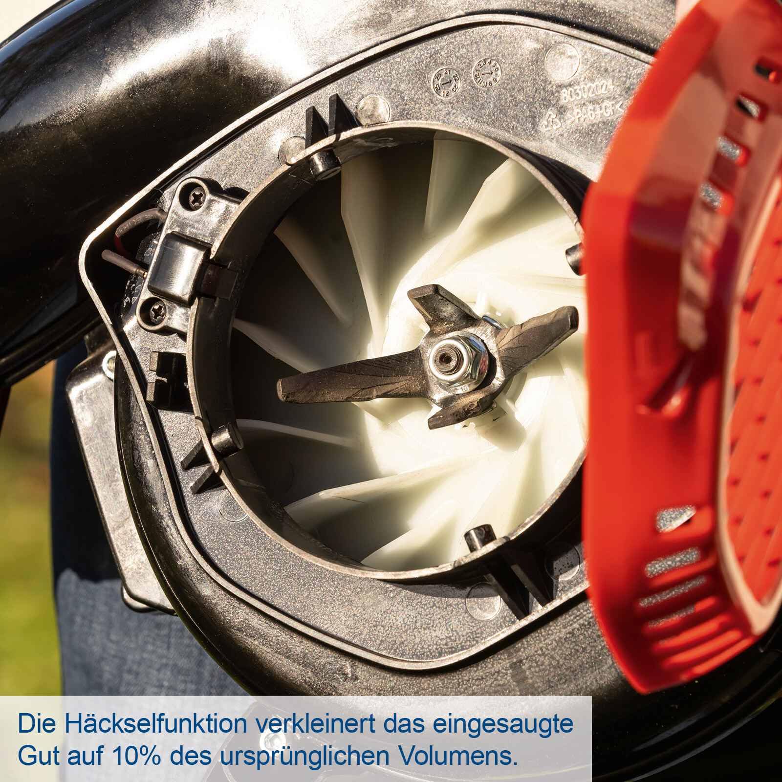 Scheppach Benzin Laubbläser PLB32 Laubsauger mit Häckselfunktion & 260km/h Luftgeschwindigkeit | Luftleistung 678m³/h | 1PS Leistung | 35L Fangsack | Easy-Start, Antivibration | inkl. Rund-& Flachdüse