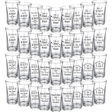 Cunhill 36 Packs Tied the Knot Wedding Favor Shot Glasses
