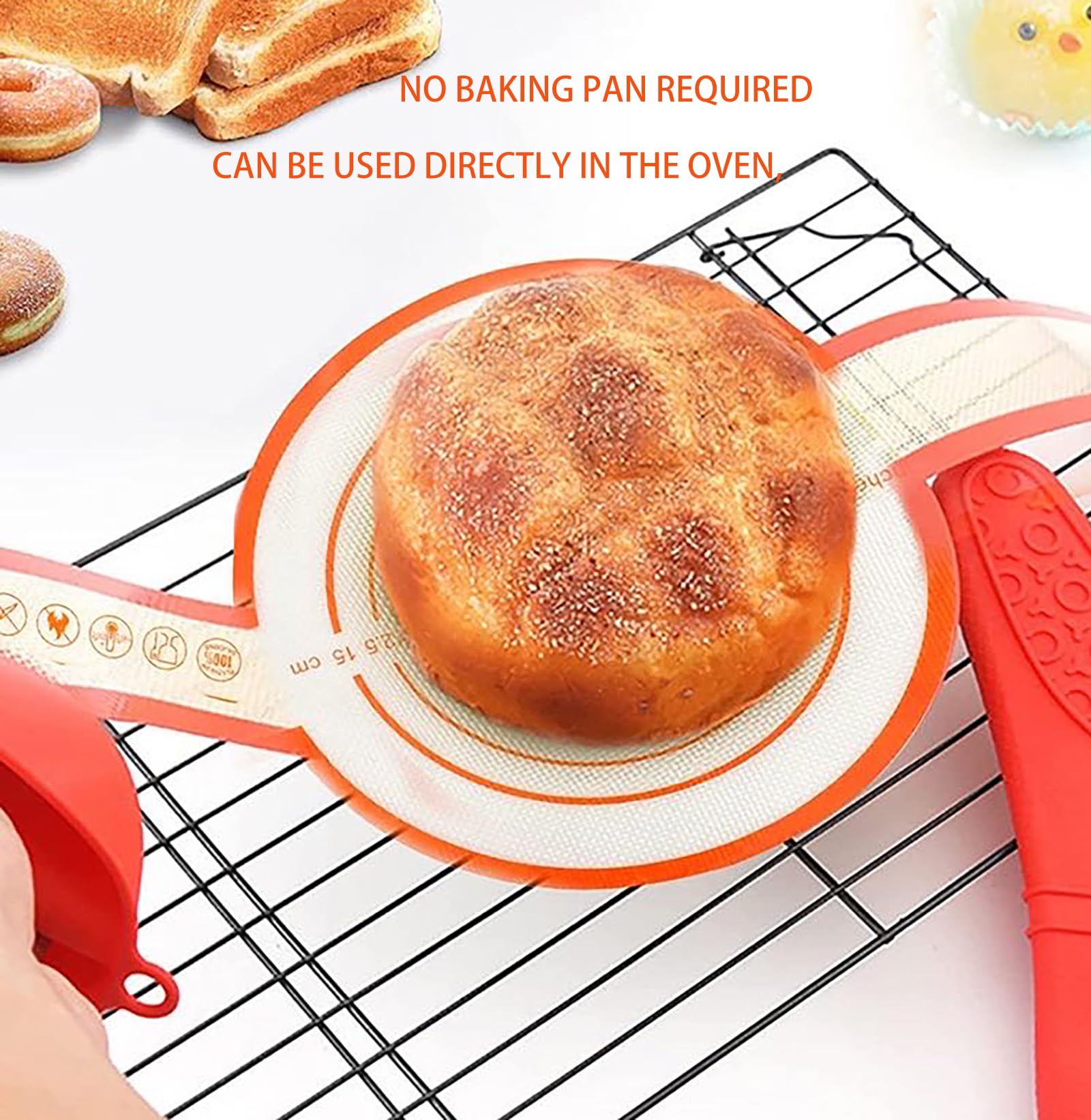 Tapis De Cuisson Silicone Pour Four Hollandais - Lot De 2 Tapis Antiadhésifs Avec Poignées - Pour Pain, Pâte, Pizza - Réutilisable Et Lavable