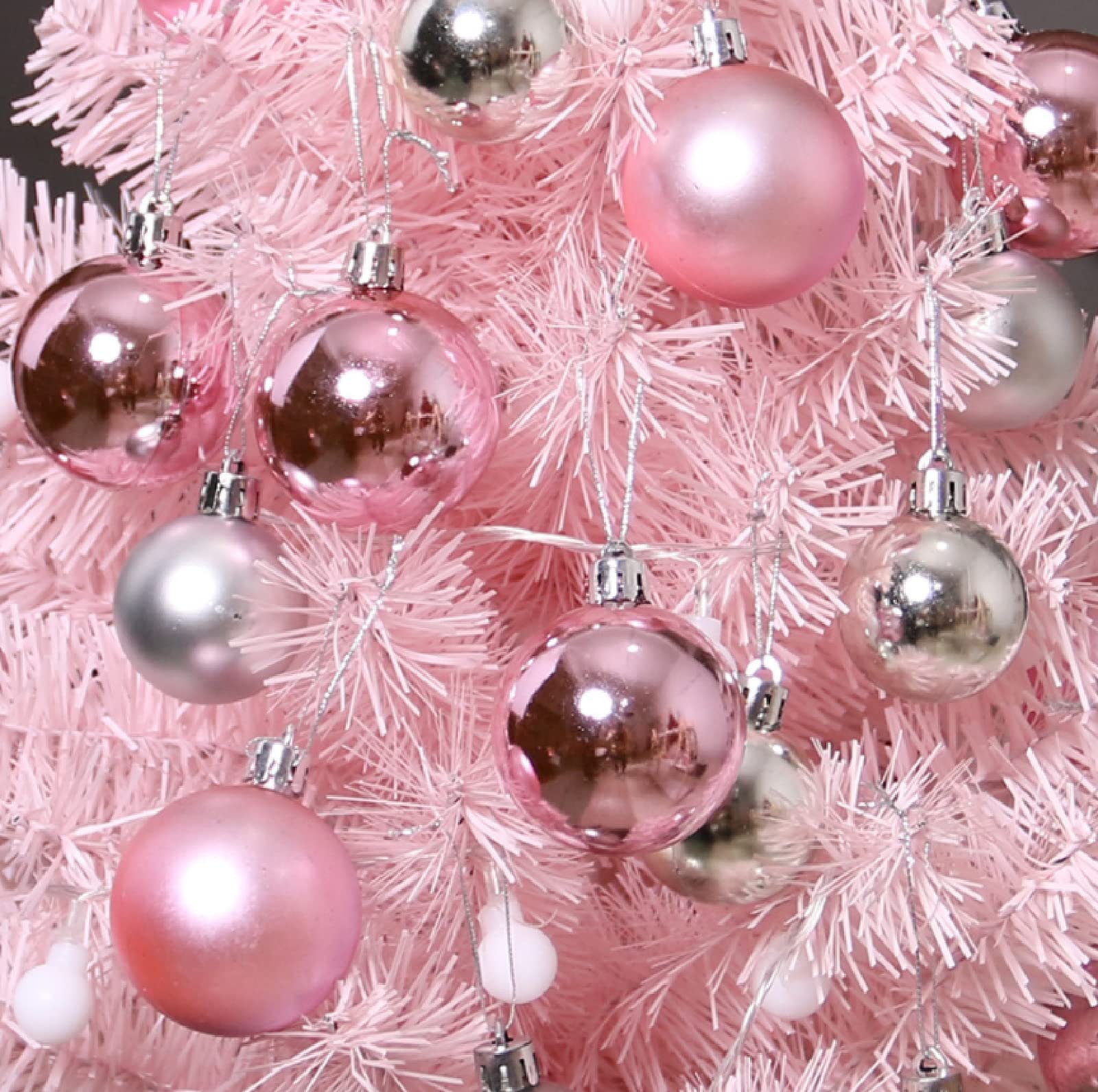 Albero di Natale Pino Ecologico e Ignifugo,Super Folto Abete Natale Artificiale,Piccolo Albero di Natale Rosa, Mini Decorazione da Tavolo,Rosa,60CM