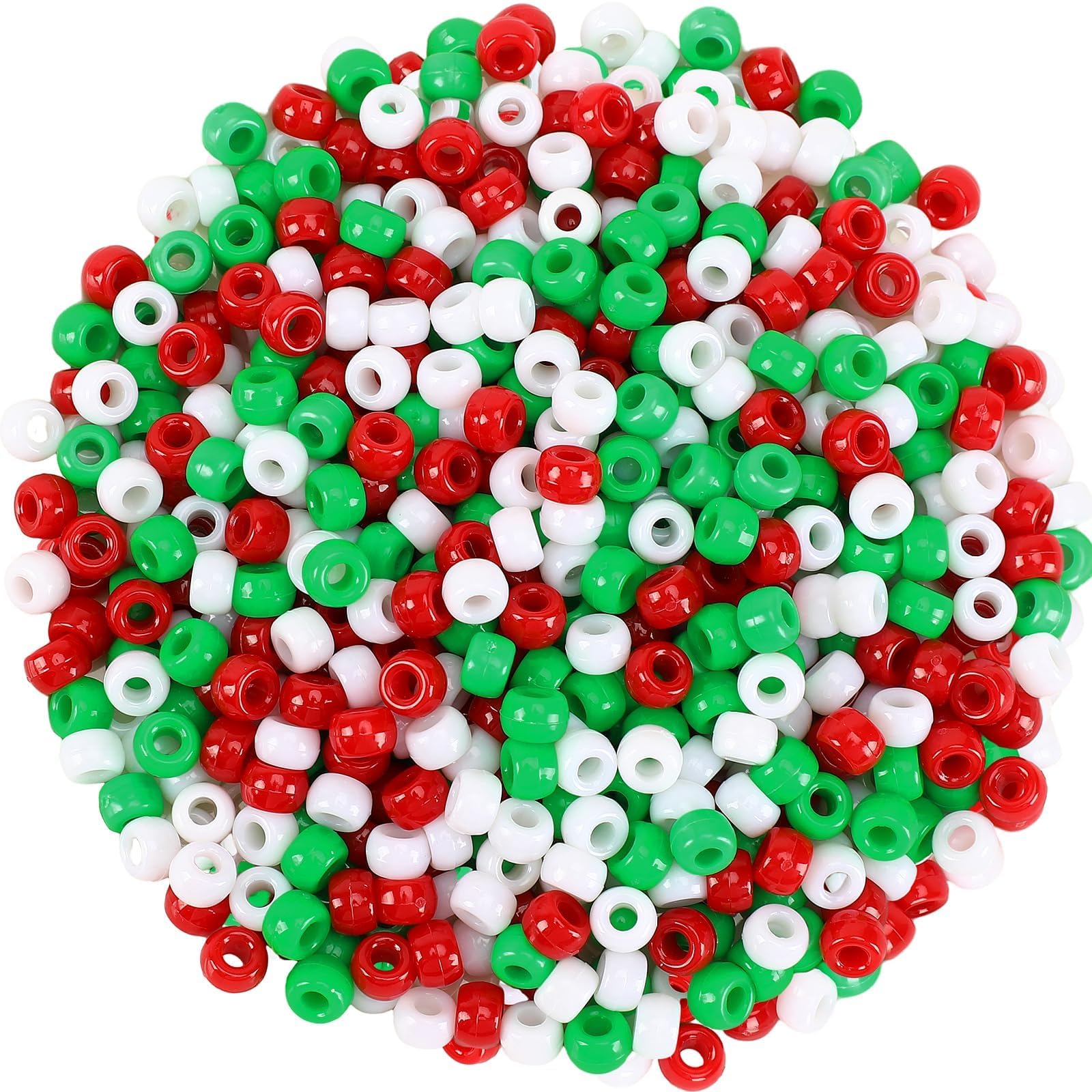 UPINS 1200 Perline Di Natale 6mm | Misti Rosse, Verdi, Oro E Argento | Perline ABS Per Decorazioni Fai Da Te, Albero E Artigianato