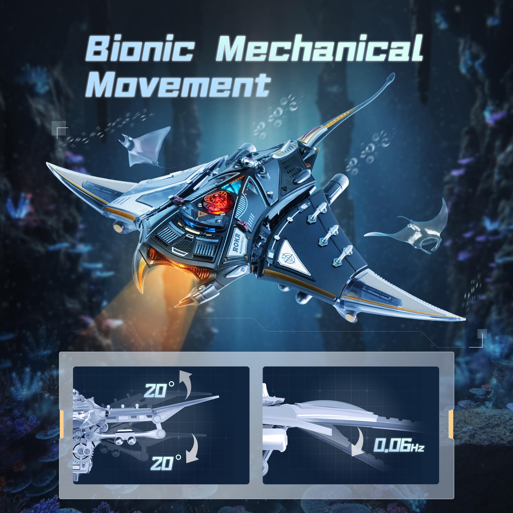 ROKR Puzzle 3D Manta Ray Ocean Modele Zestawy Cyberpunk Biurko Dekoracje Prezenty