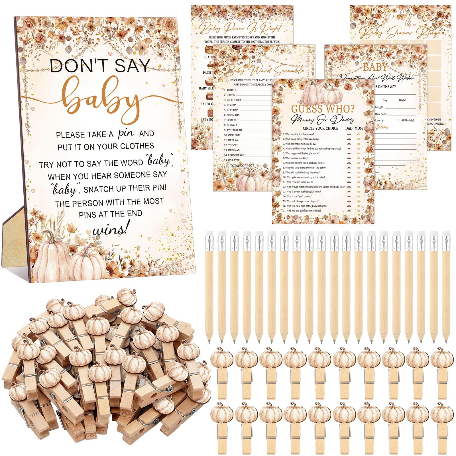 Patelai 321 Pcs Falling in Love with Baby Shower Decoration Fall Theme Game