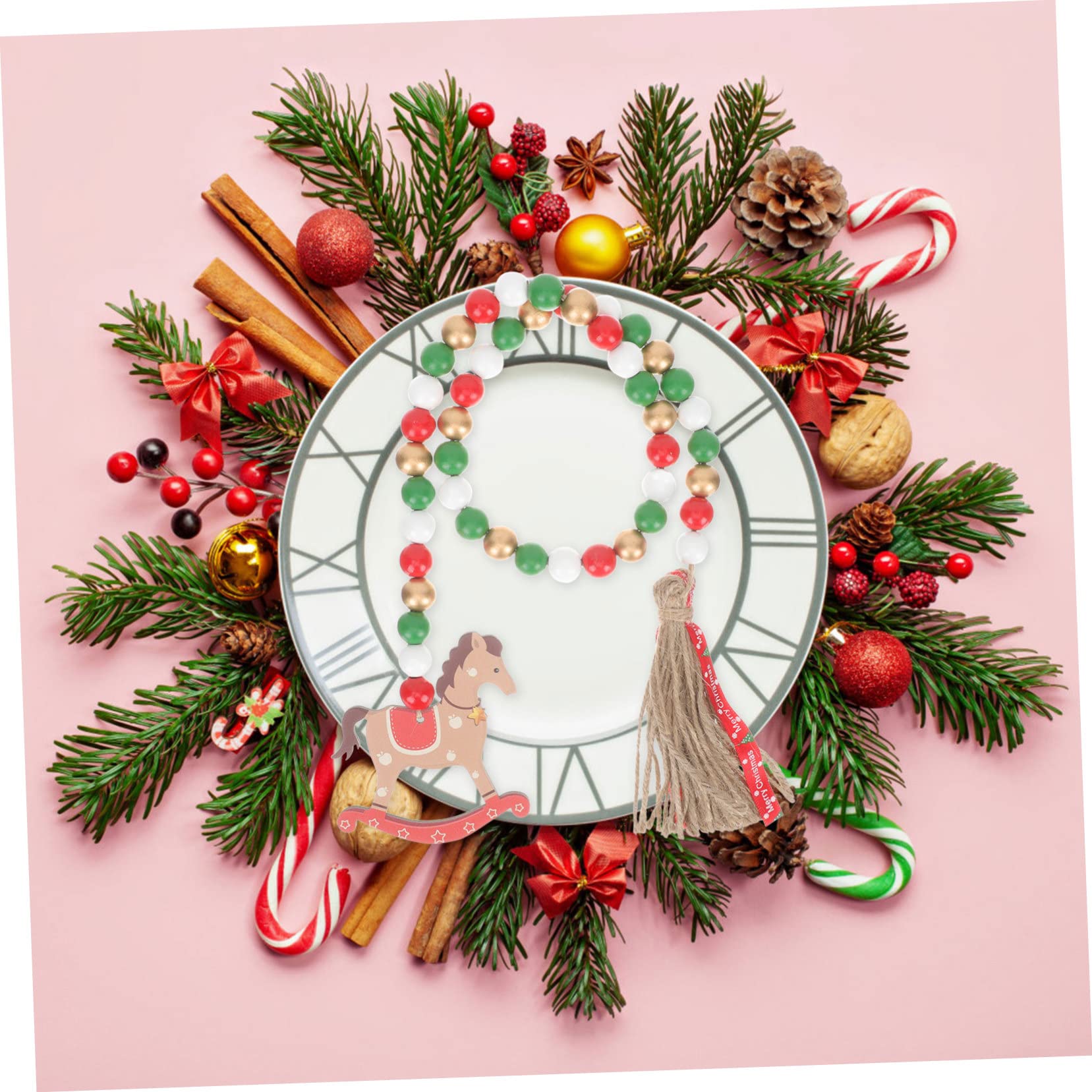 Alipis Lot De 5 Guirlandes De Perles en Bois pour Décoration De Noël
