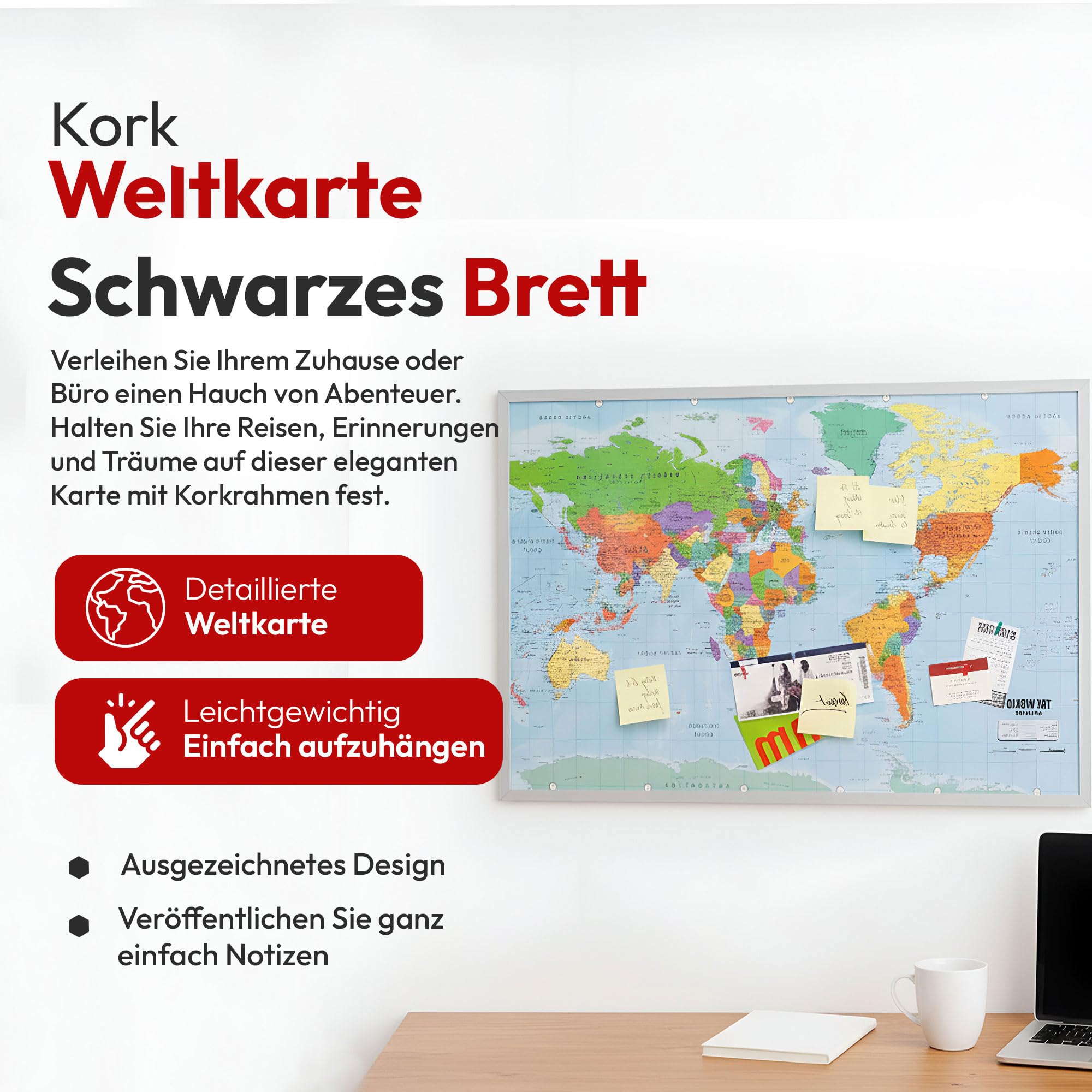 Kork Weltkarte Für Kinder Kork Pinnwand Weltkarte 60x90cm Mit Schwarzem  Weltkartendruck In Schwarzem MDF-Rahmen - BESTSELLER! - Pinnwand  Kork-Weltkarten \u0026 Korkgloben - Spezialisten Für Kork Pinnwand Groß, image size:2000x2000
