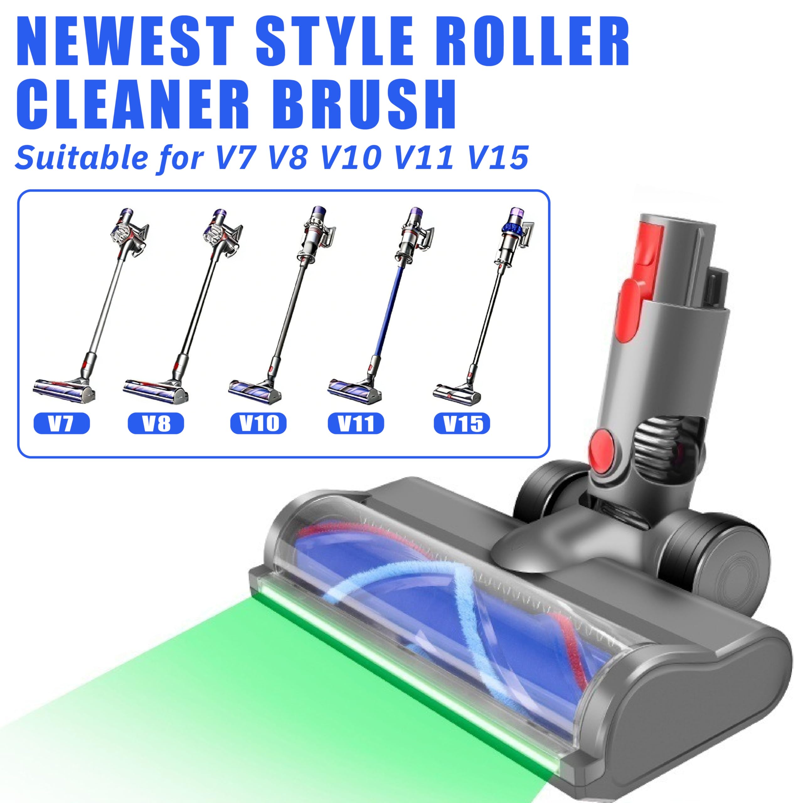 Brosse de remplacement compatible pour Dyson V11 V15 V10 V8 V7, tête de nettoyage avec détection de poussière, accessoire d’aspirateur pour parquets, sols durs et tapis, nettoyage efficace
