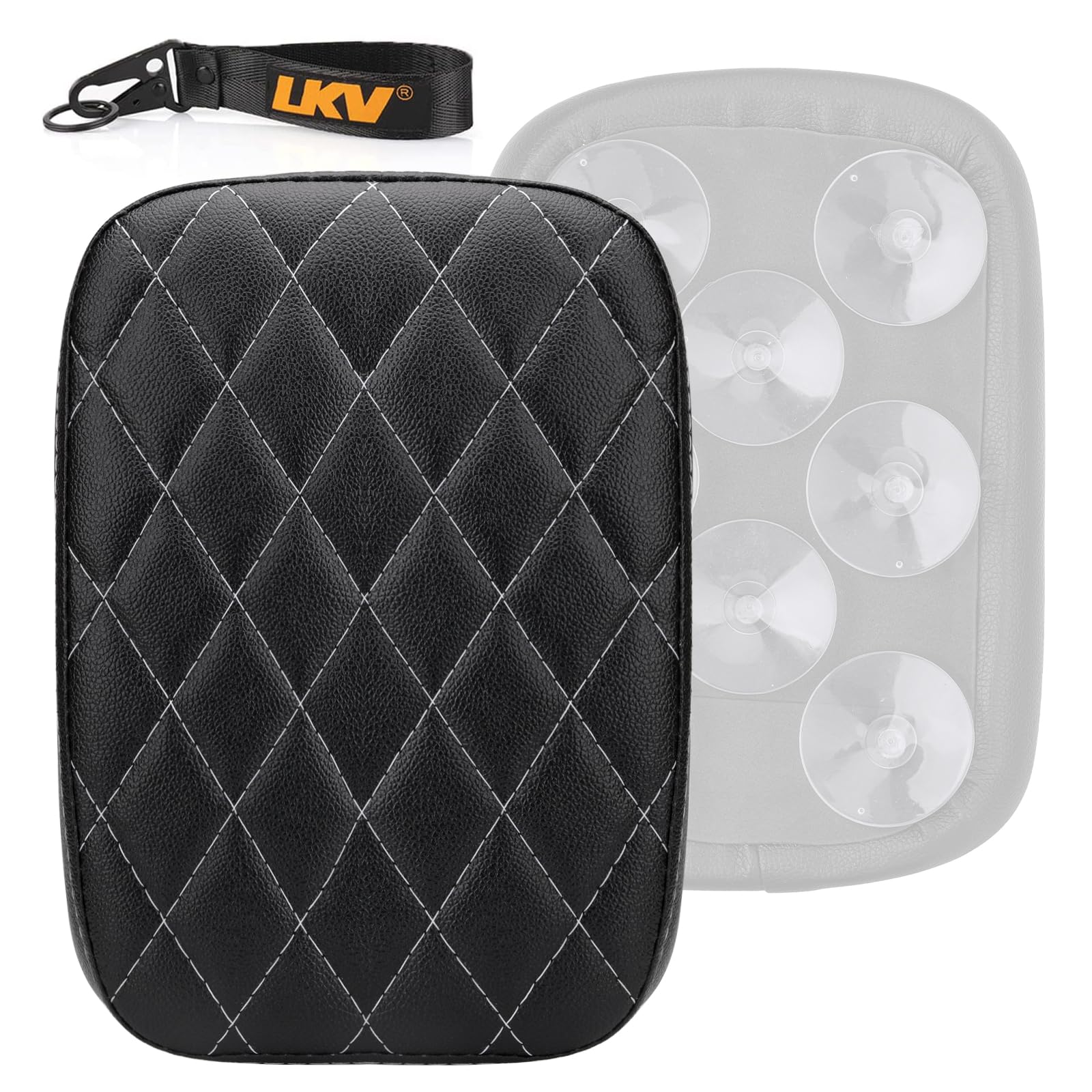 LKV 10.63 ? Motorcycle Rear Passenger Seat Pillion Cushion Pad with 8 Suction Cups Stitching White Line Replacement for Harley Sportster 883 1200 Dyna Bobber Custom Chopper