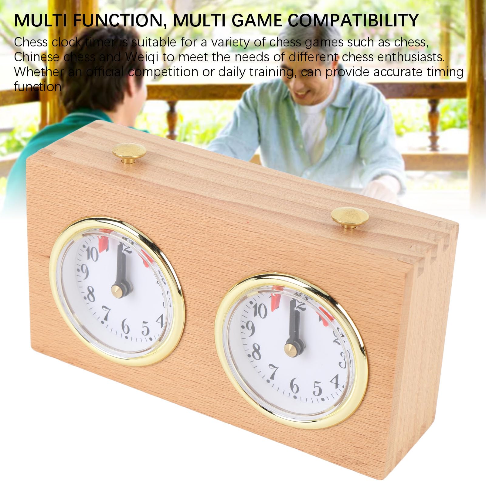 Orologio da Scacchi, Timer da Scacchi Analogico in Legno retrò con Design a Orologeria, Alta Precisione, Struttura Stabile, Strumenti di Cronometraggio da Competizione