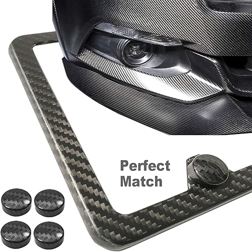 Miniatura 7 de ZXFOOG Marco de matrícula de fibra de carbono, 100% hecho a mano, soporte envuelto en tela de fibra de carbono real, cubierta delgada de aluminio