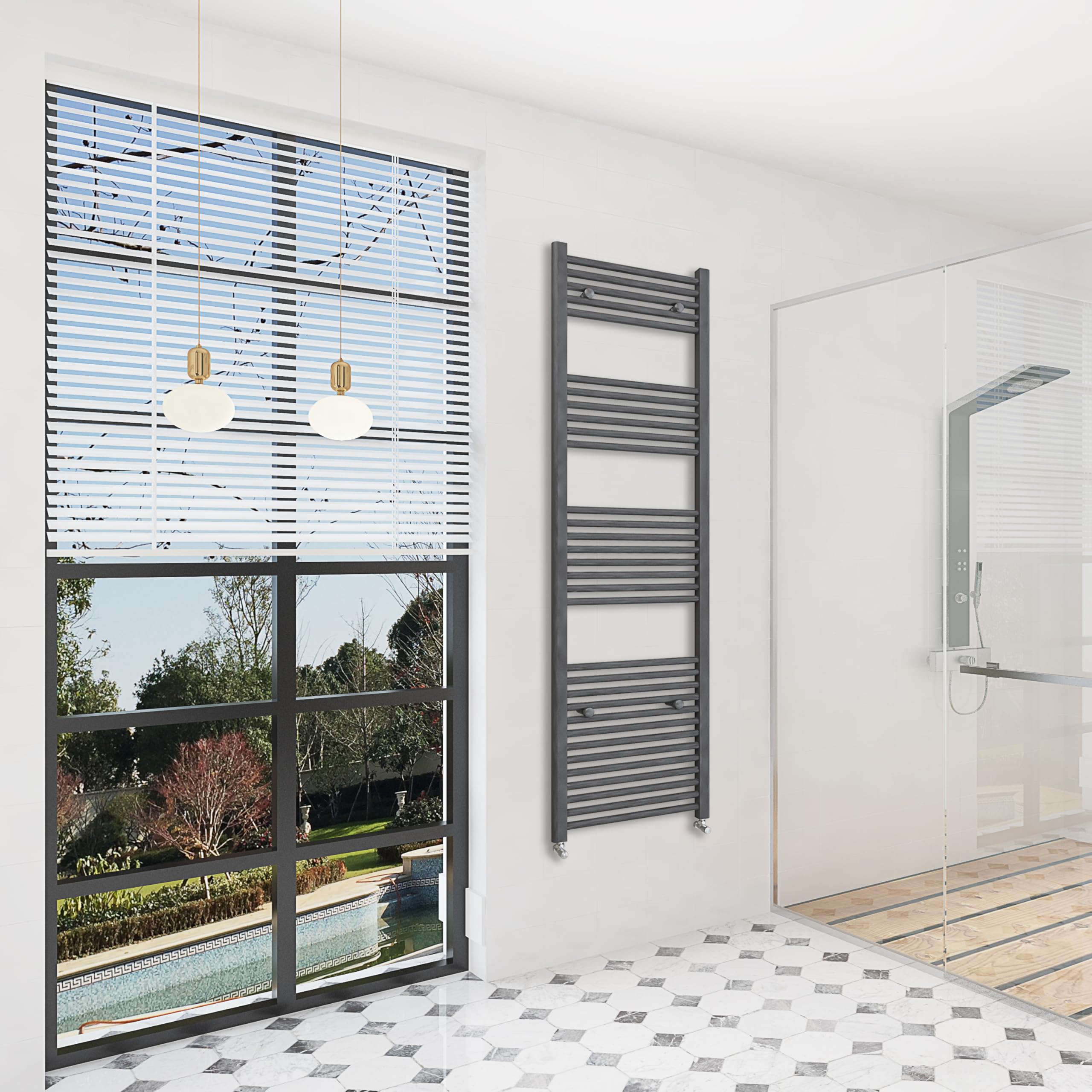 Sky Bathroom Anthracite | 1800X450mm Straight Towel Rail Radiator Heated Ladder Warmer Radiator