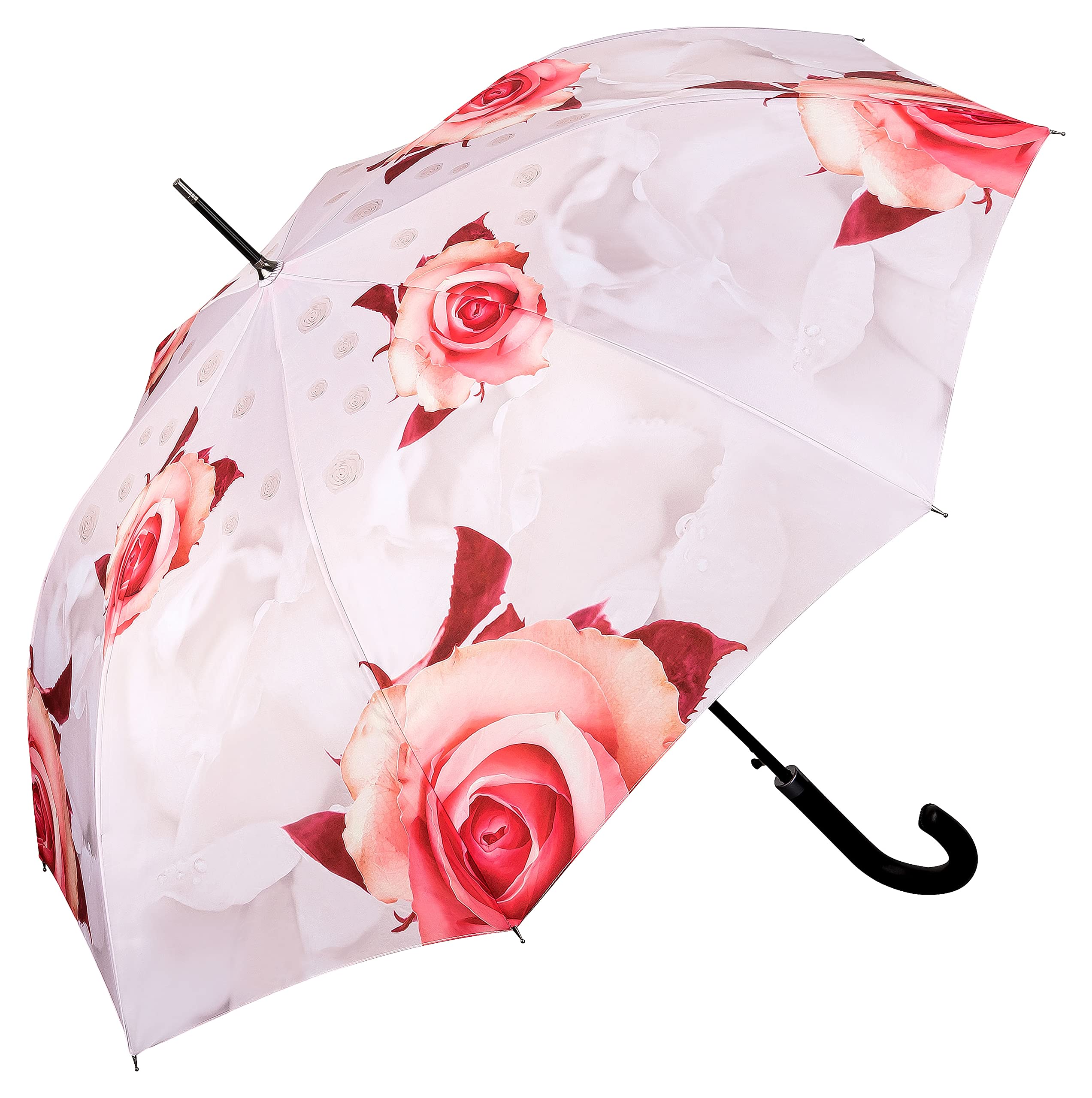 VON LILIENFELD Umbrella Automatic Wedding Women Floral Motif Roses Creme