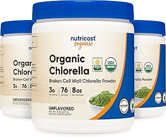 Nutricost Organic Chlorella 8 OZ (3 Bottles) - 3000mg Per Serving