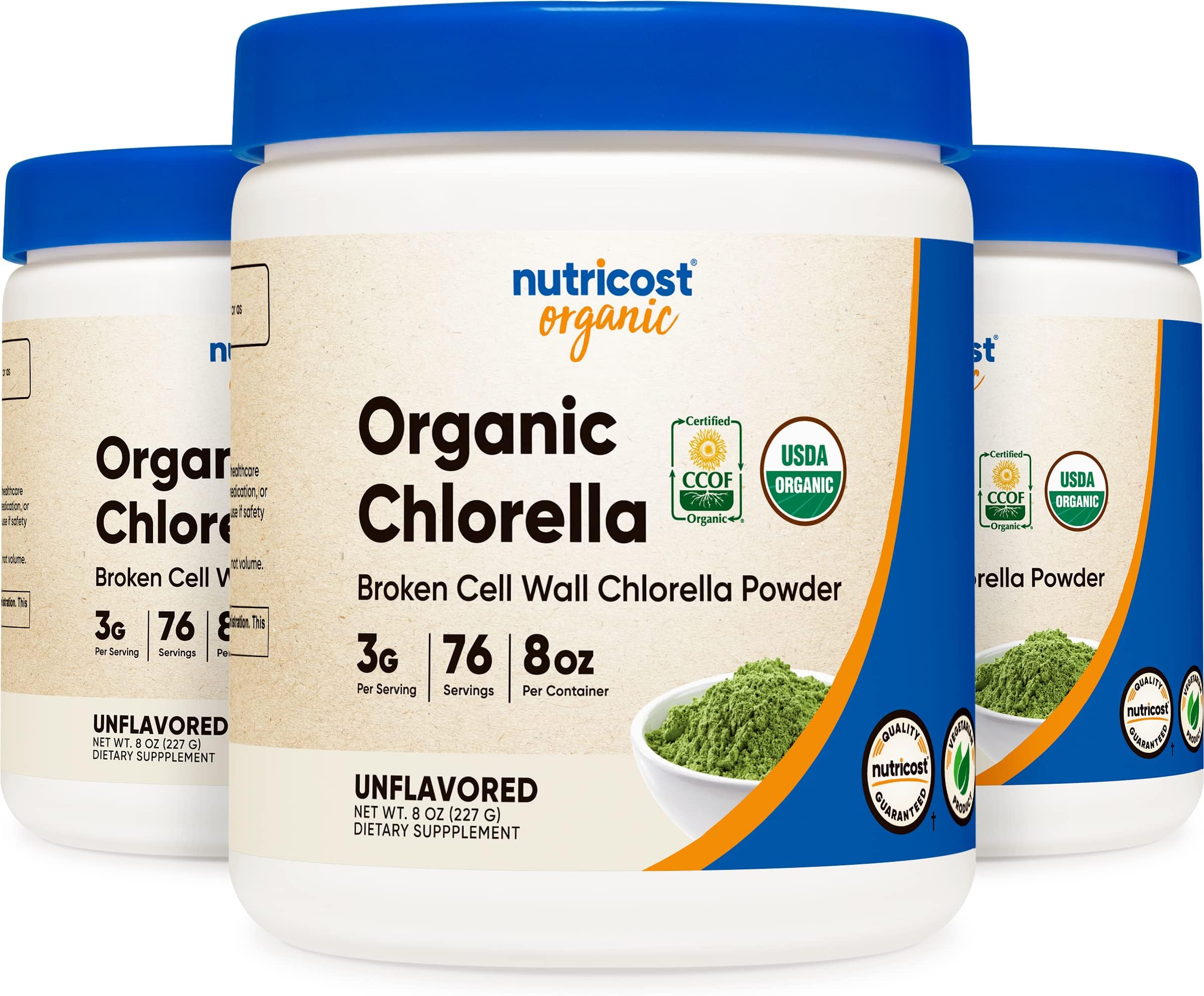 Nutricost Organic Chlorella 8 OZ (3 Bottles) - 3000mg Per Serving