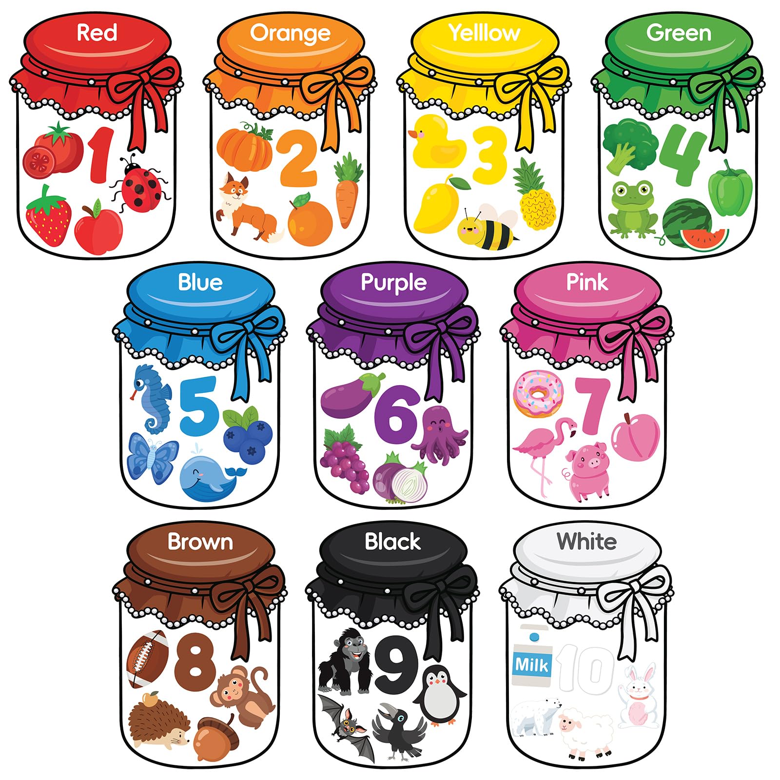 Photo 1 of 10Pcs Magnetic Color Sorting Set 60 Fridge Magnets for Kids Refrigerator Magnets for Early Education Color Sorting Fine Motor Skills