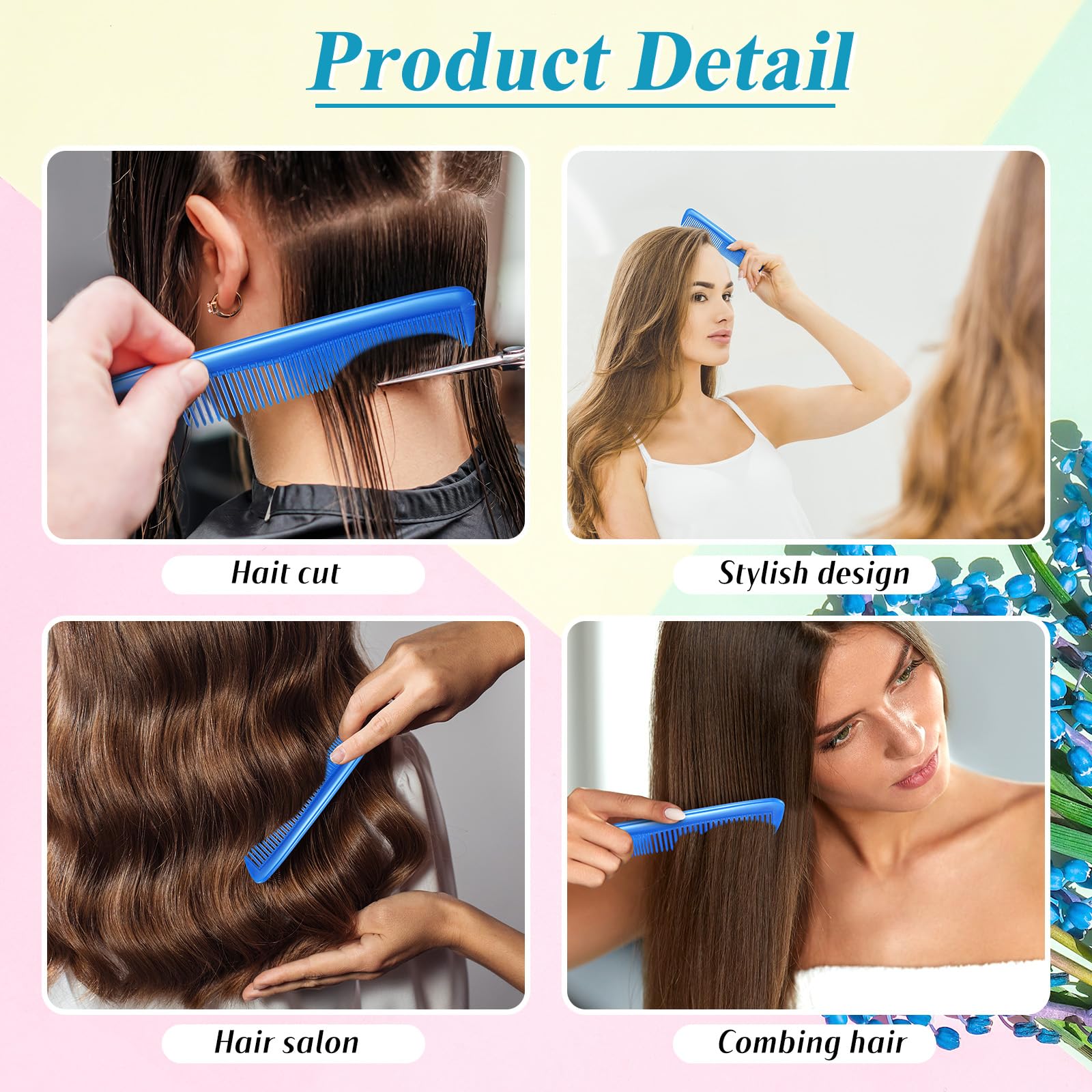 Didaey Taschenkämme für Herren, 12,7 cm, Schneidekamm mit breiten und feinen Zähnen, Kunststoff, professioneller Friseur-Haarschnittkamm, klein, antistatisch, für Frauen, Pflegezubehör für Bart