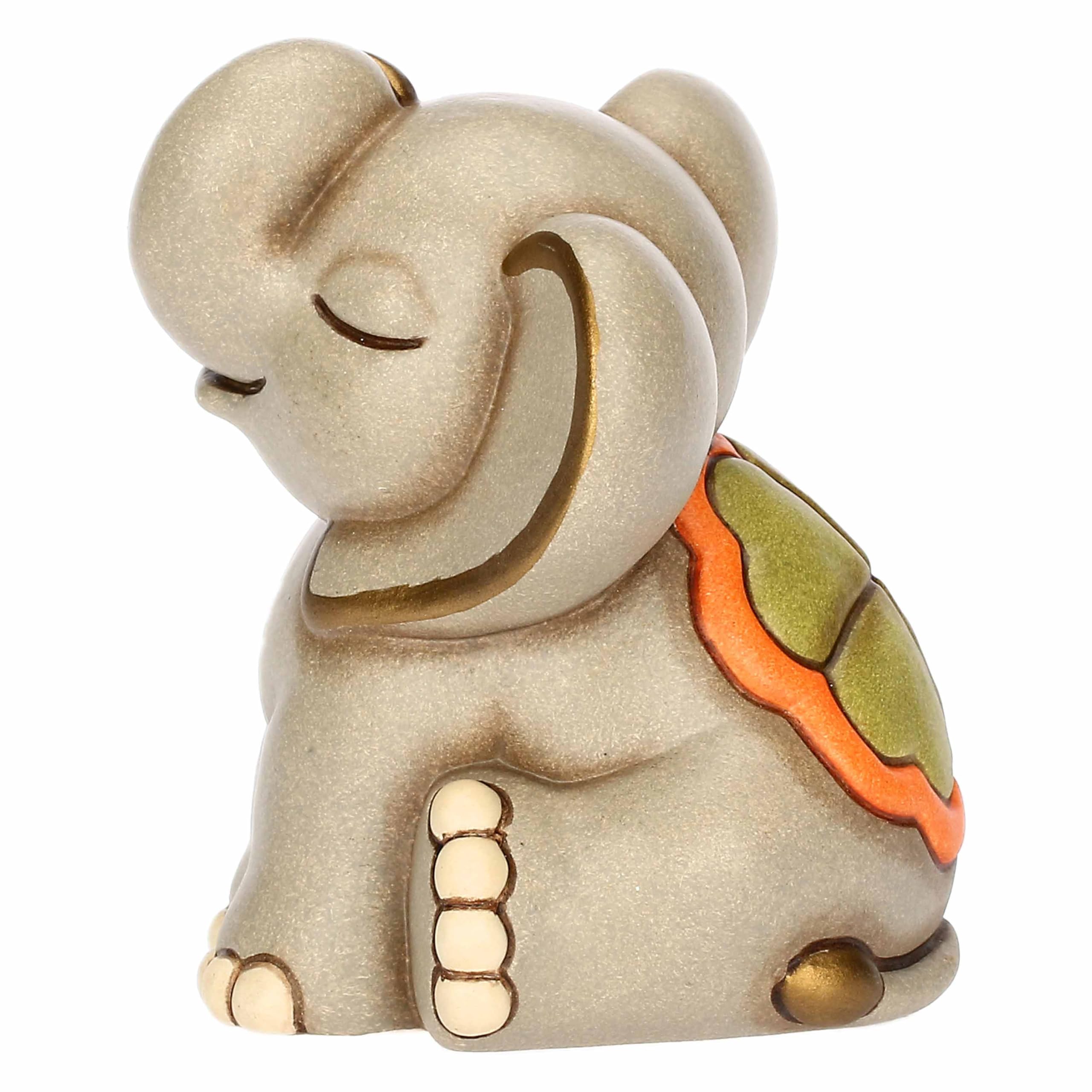 THUN, Elefante Elly in Ceramica Decorata a Mano, Versione Piccola, 7.5 x 7.3 x 8.6 cm h