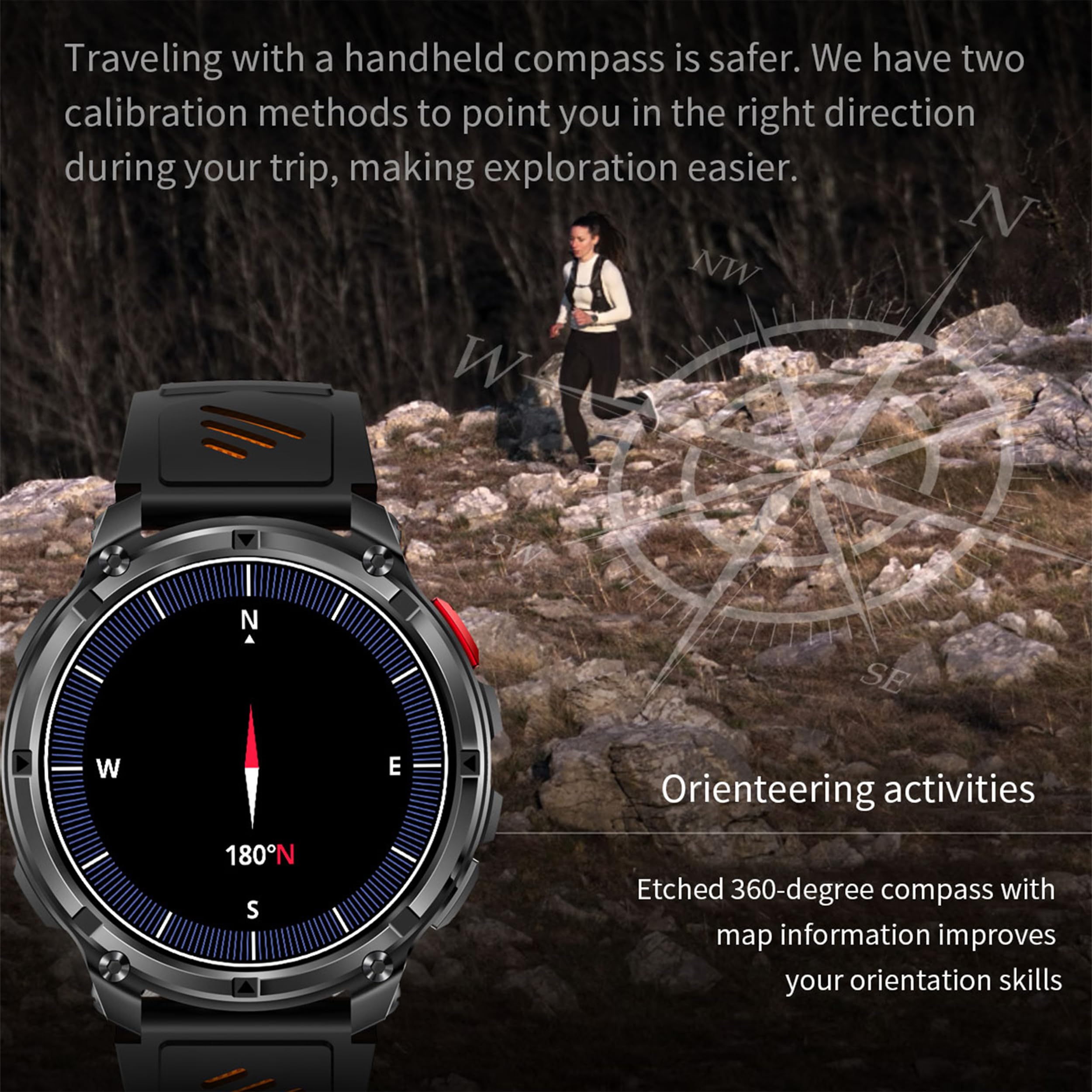 Reloj Inteligente Hombre con Llamadas, 1,7 Pulgada Smartwatc Hombre Deportivo con Podometro Pulsometro SpO2 Sueño Presion Arterial Actividad IP68 Reloj Digital para iOS Android (Plateado)