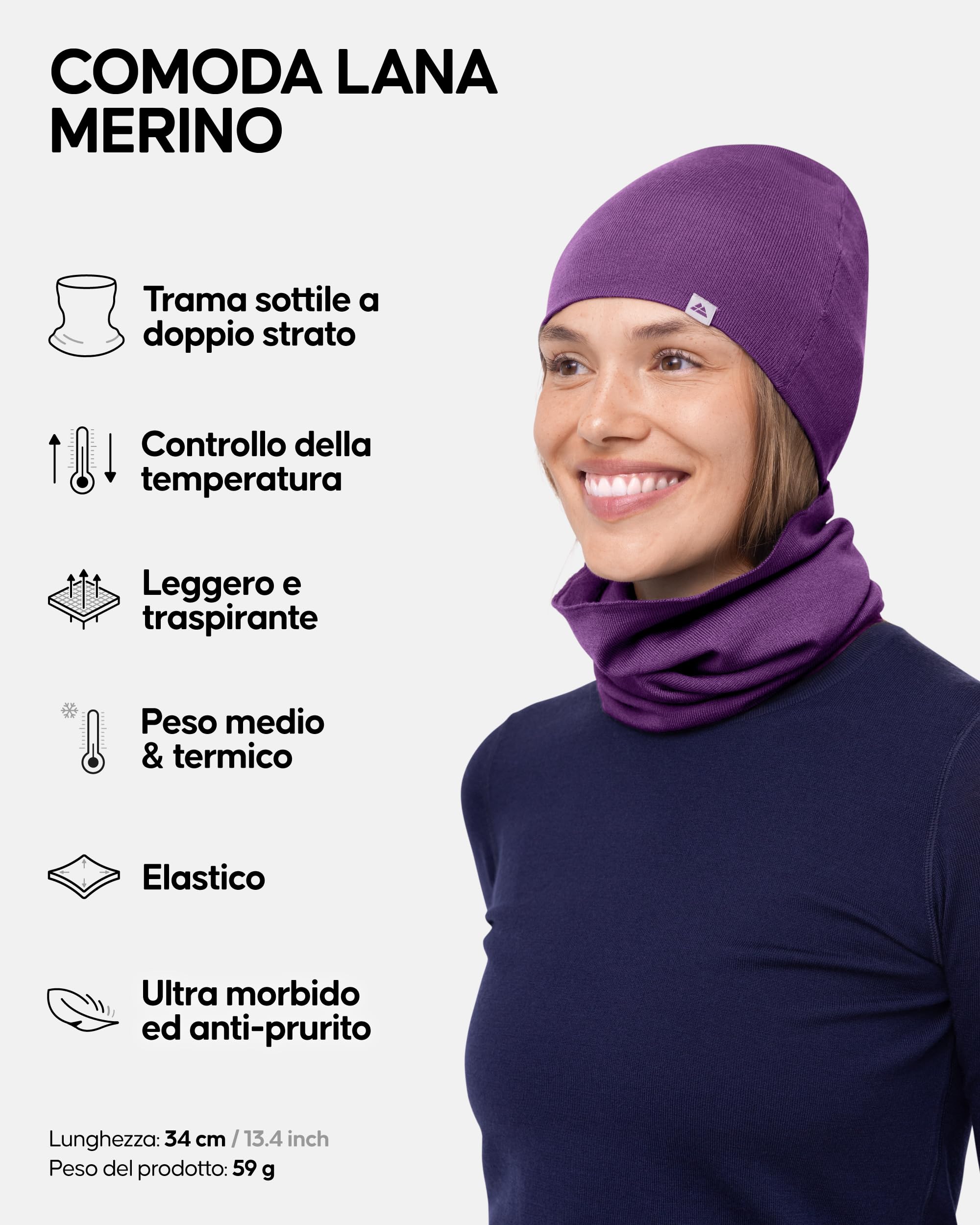 DANISH ENDURANCE Scaldacollo in Lana Merino per Uomo e Donna, Copricollo, Sciarpa, Coprifaccia Sportivo