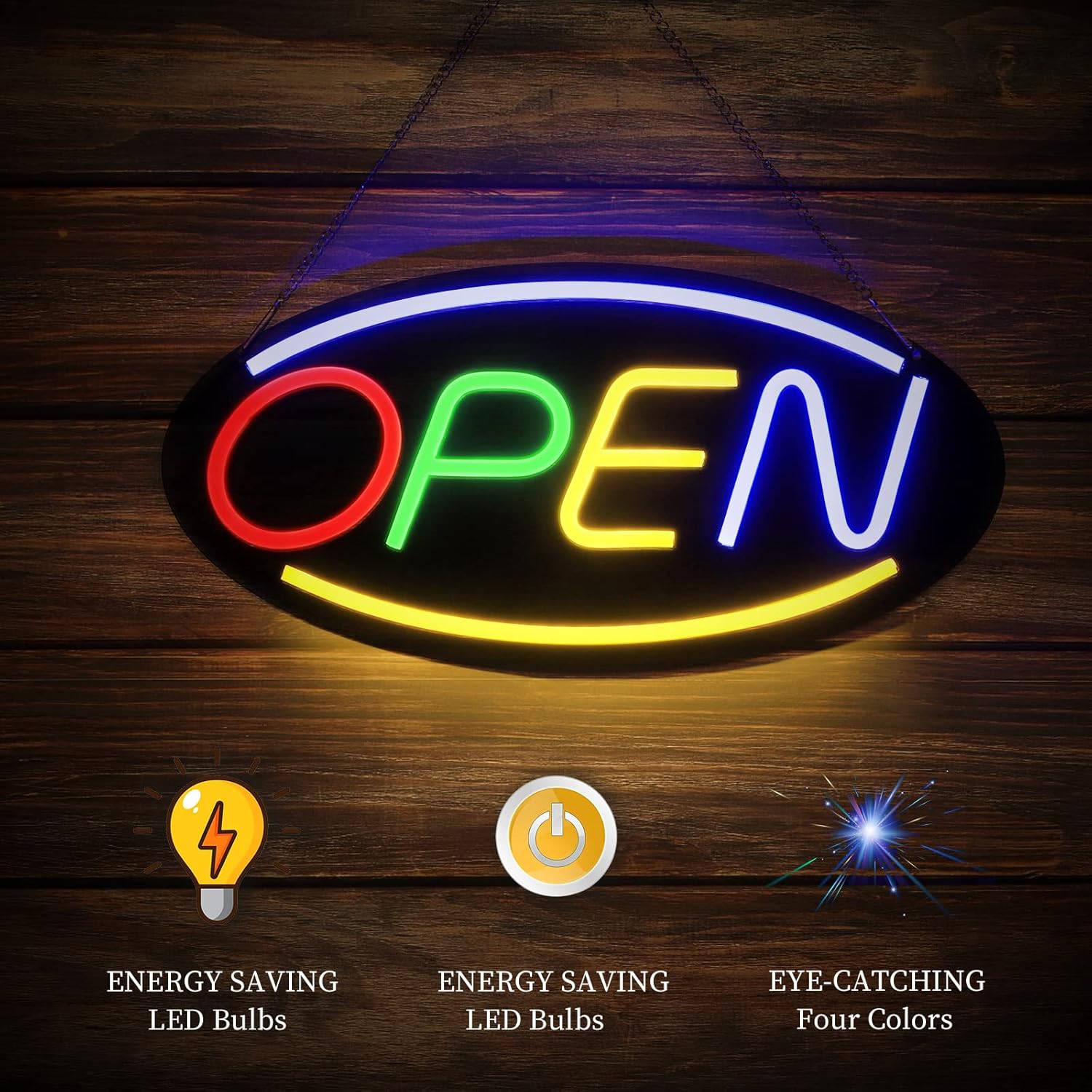 Buy 2 Pack Open Signs for Business 4 Colors, OUSHENG 16.5x8 Neon LED