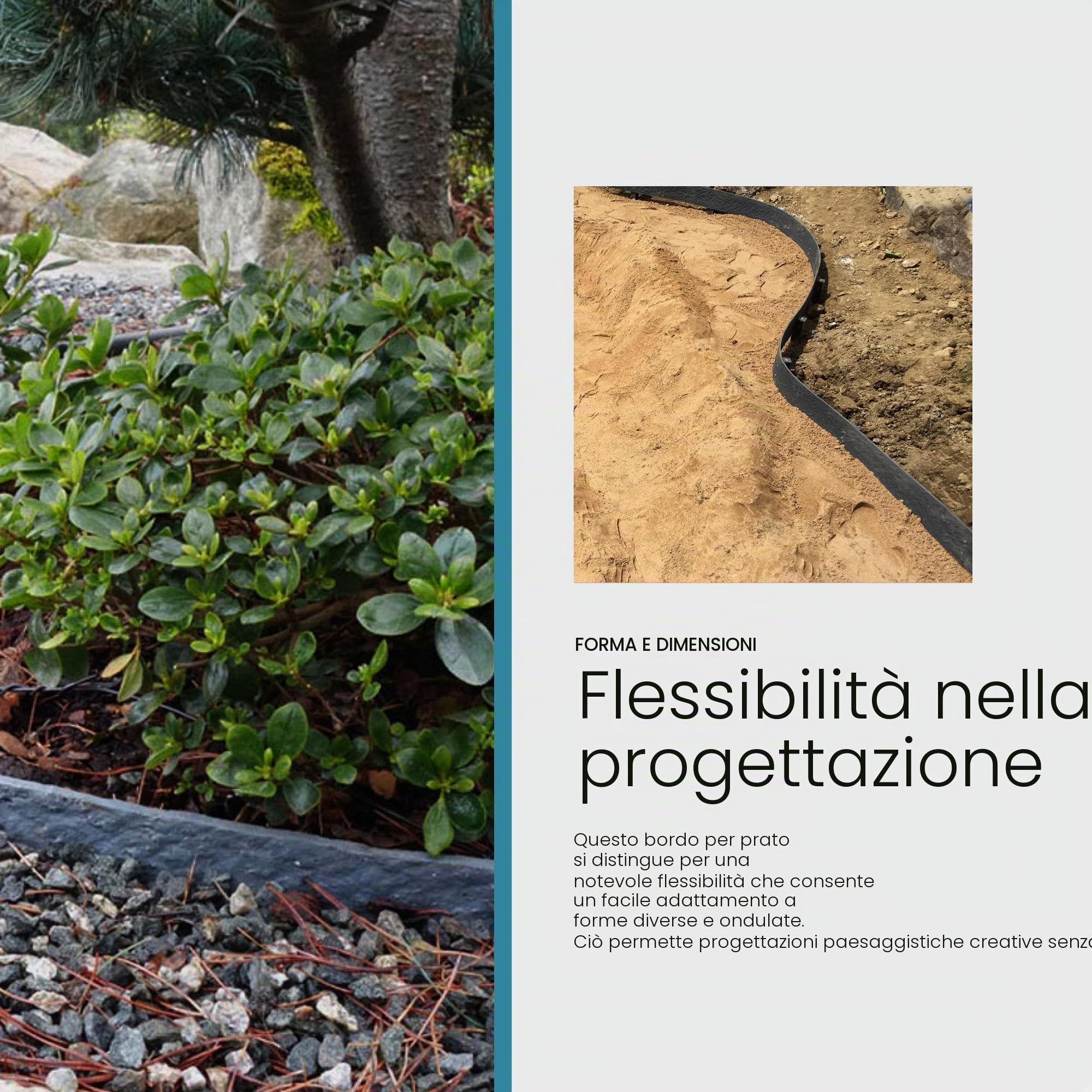 Rakaflex, stabile recinzione per aiuola con bordo tagliente