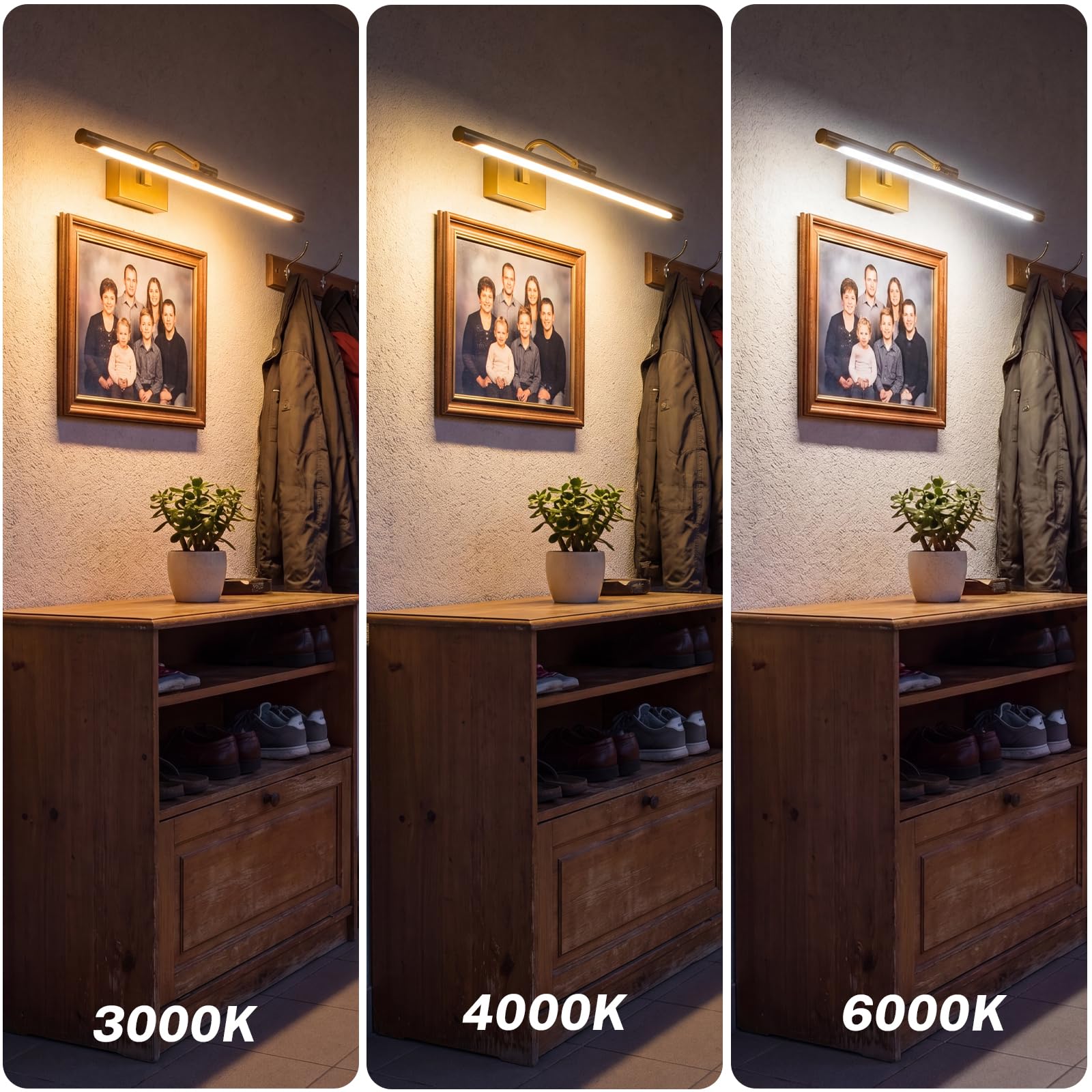 LED Luce per Specchio da Bagno Lampada per Specchio da Bagno, 3 Temperature di Colore Applique da Parete sopra lo Specchio, 60cm 12W IP44 630 Lumen, Oro Moderna Illuminazione Specchio Parete Lampada