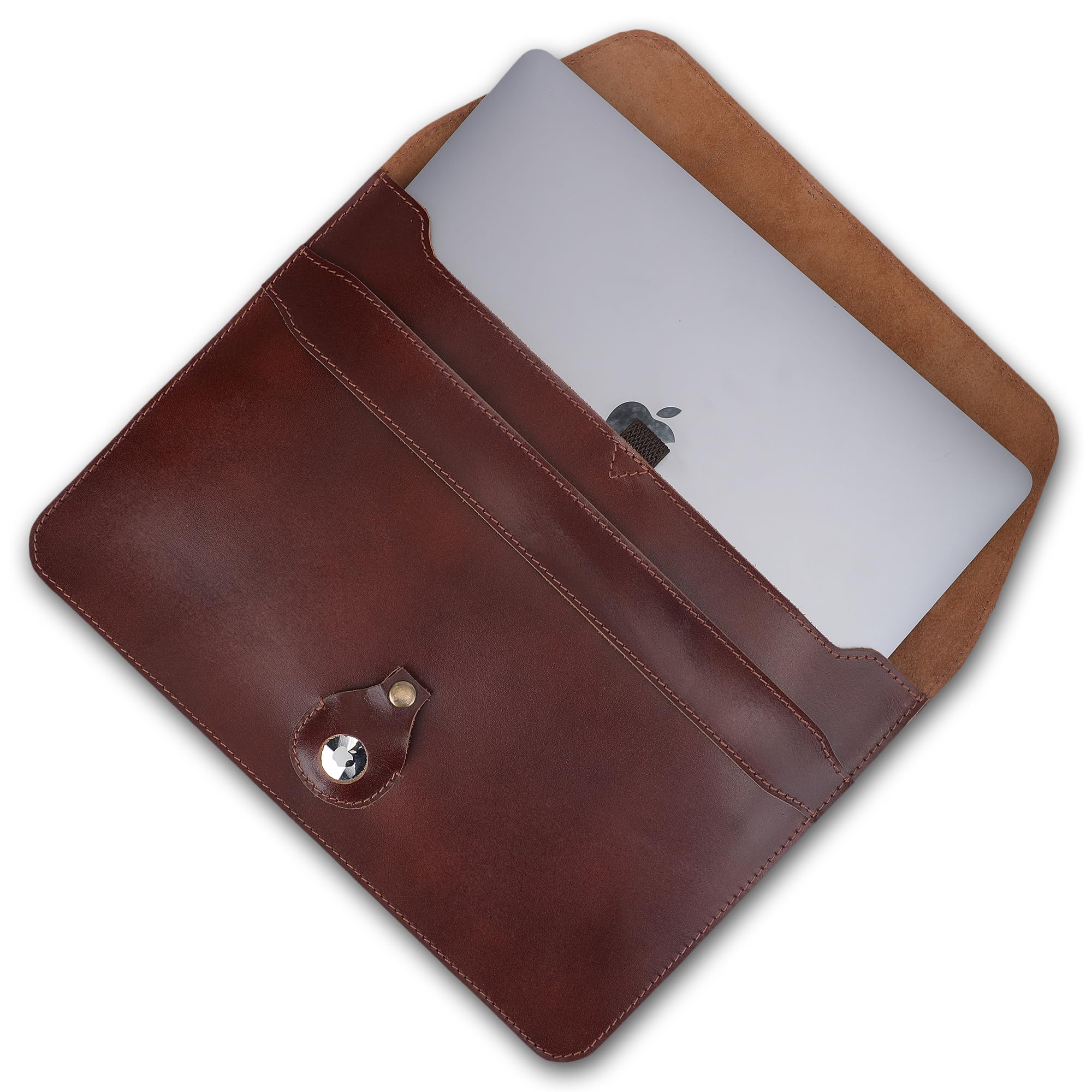 Funda de piel auténtica para portátil de 13 a 14 pulgadas, color vino | Funda delgada de piel para MacBook Pro 13, MacBook Air 14, Surface 13.5, XPS 13/14, Yoga e IdeaPad