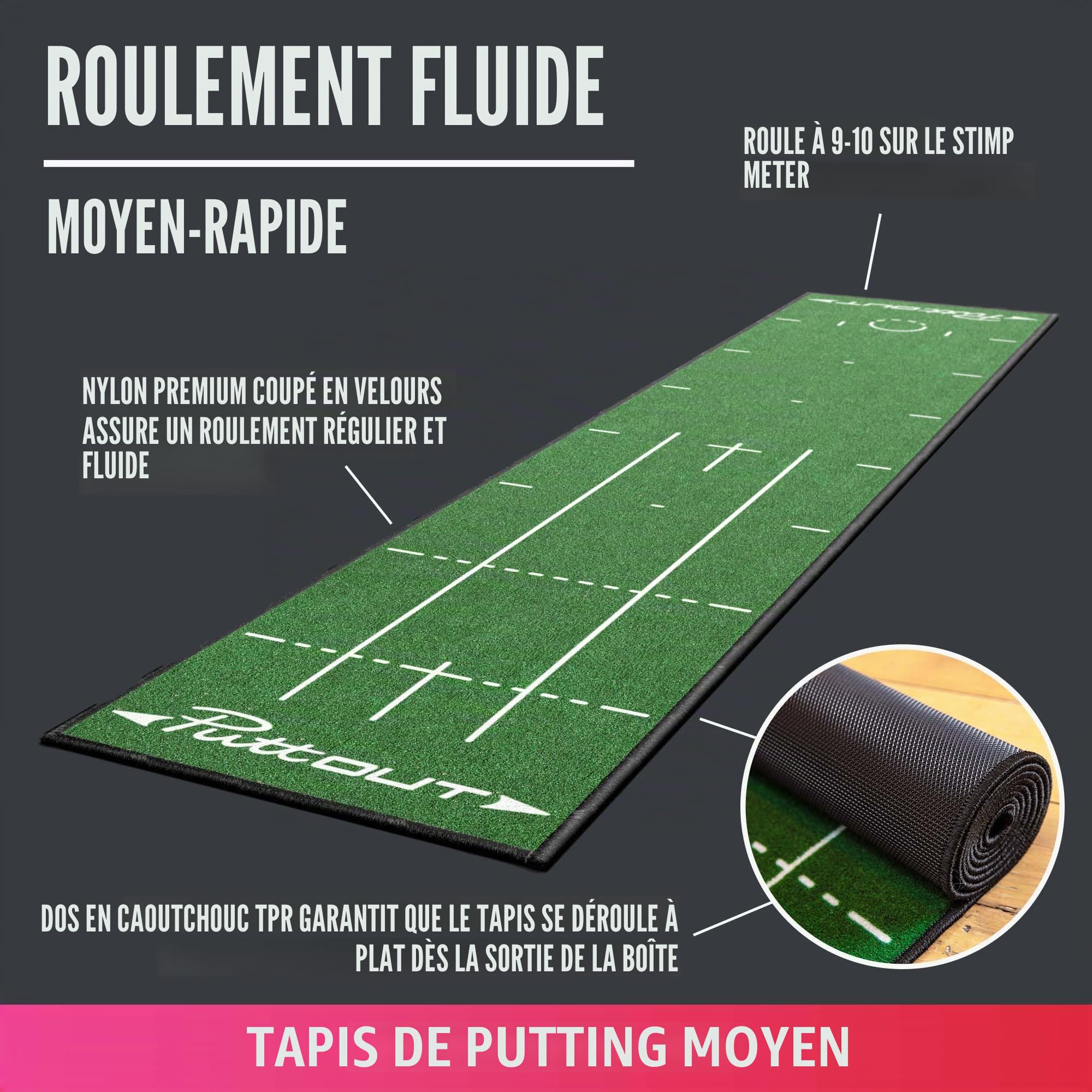 Puttout Pro Golf Tapis de putting