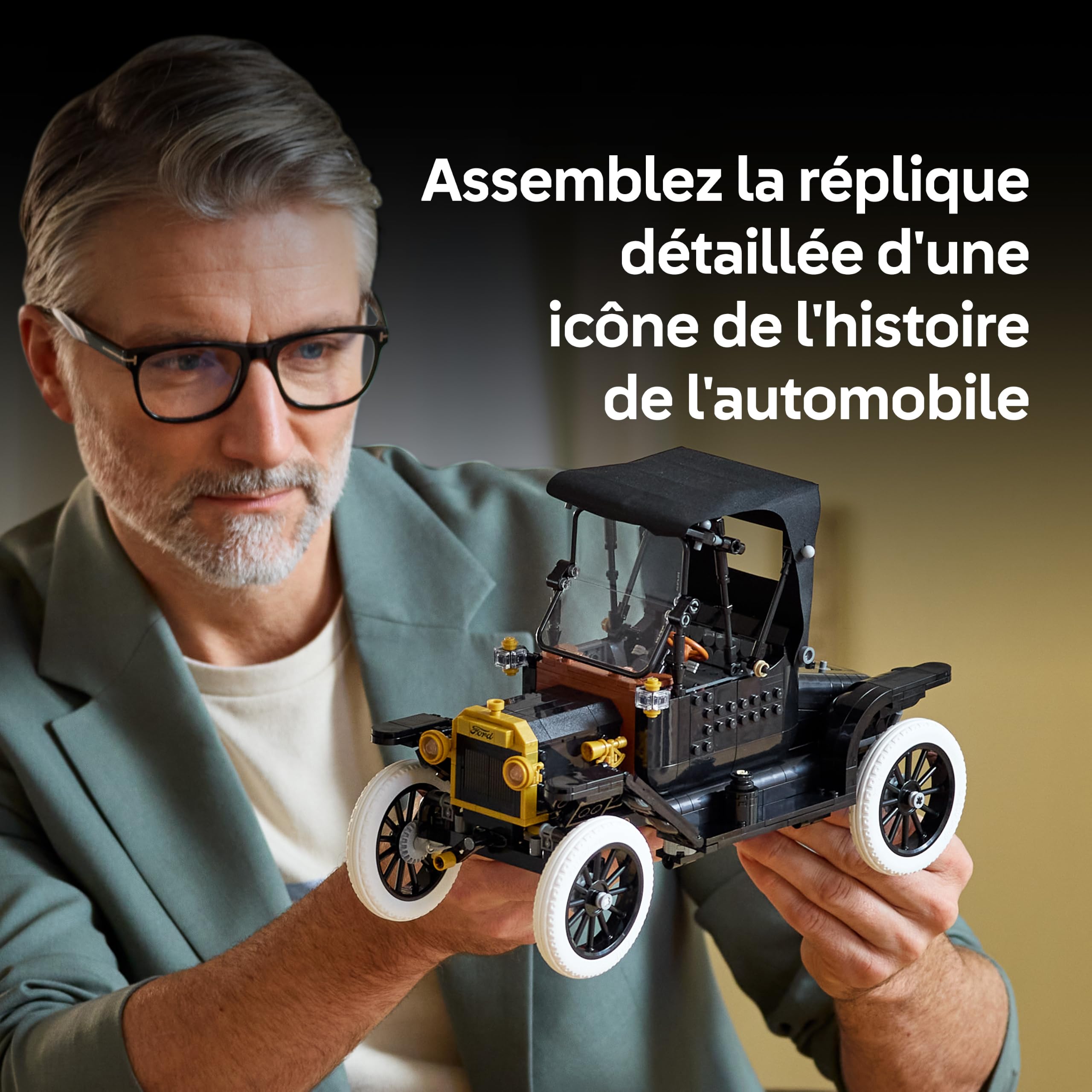 LEGO Icons Ford Model T - Maquette de Voiture Rétro pour Adulte - Décoration Collector avec Toit en Tissu, Hautes Jantes & Pare-Brise Rabattable - Cadeau DIY pour Fans de Véhicules Classiques 11376