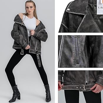 Oversized Leather Jacket Women - Real Lambskin Women's