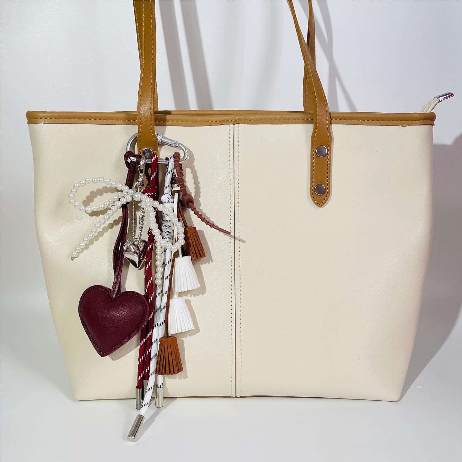 QTMY Heart Tassel Bow Beaded Braided Keychain Bag Charms for Handbag Purse Backpack Accessories Bogg Bag,369 - Image 7