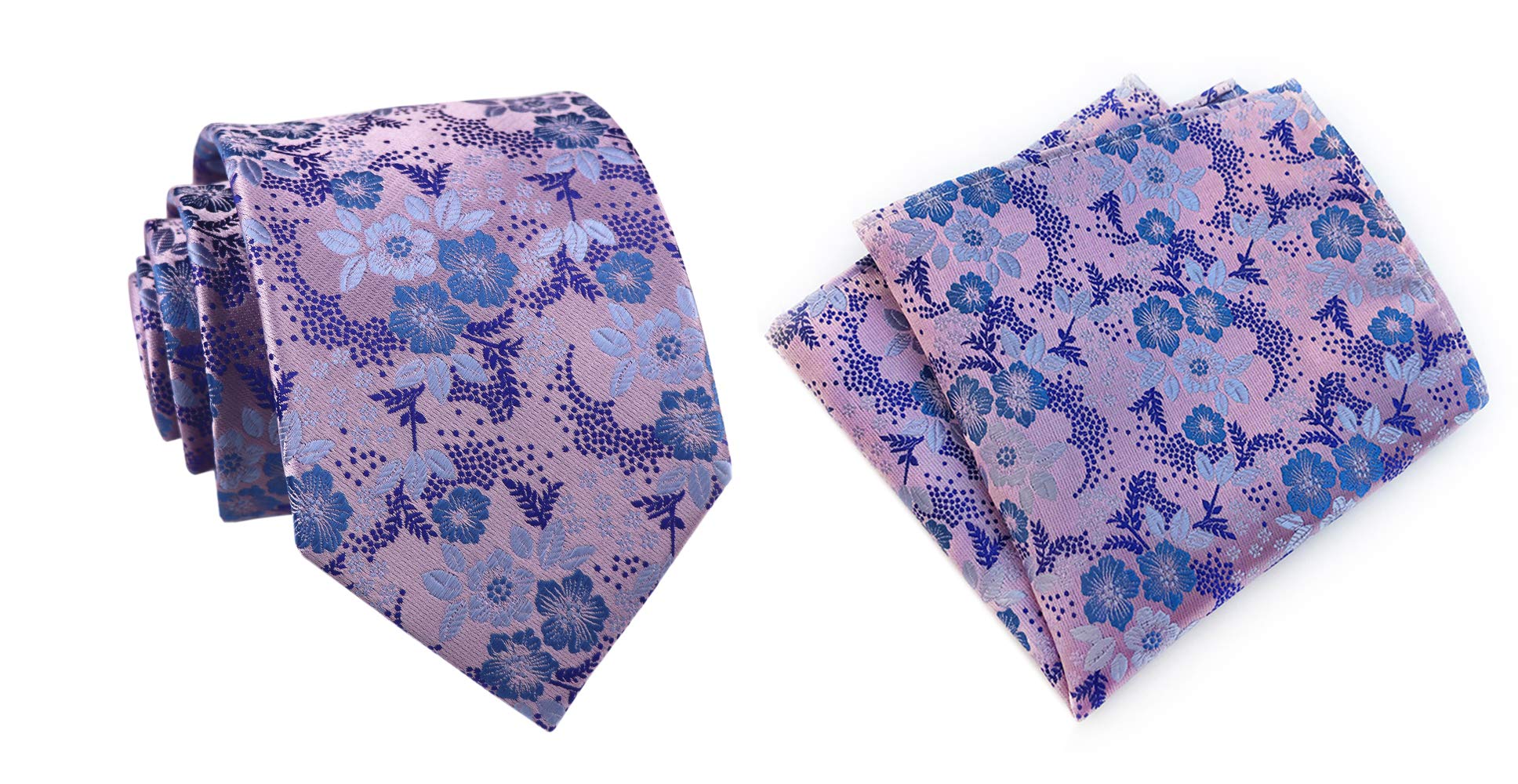 Conjunto de corbata para hombre con diseño floral de lujo, corbata de boda con bolsillo cuadrado, Rosa Azul 7