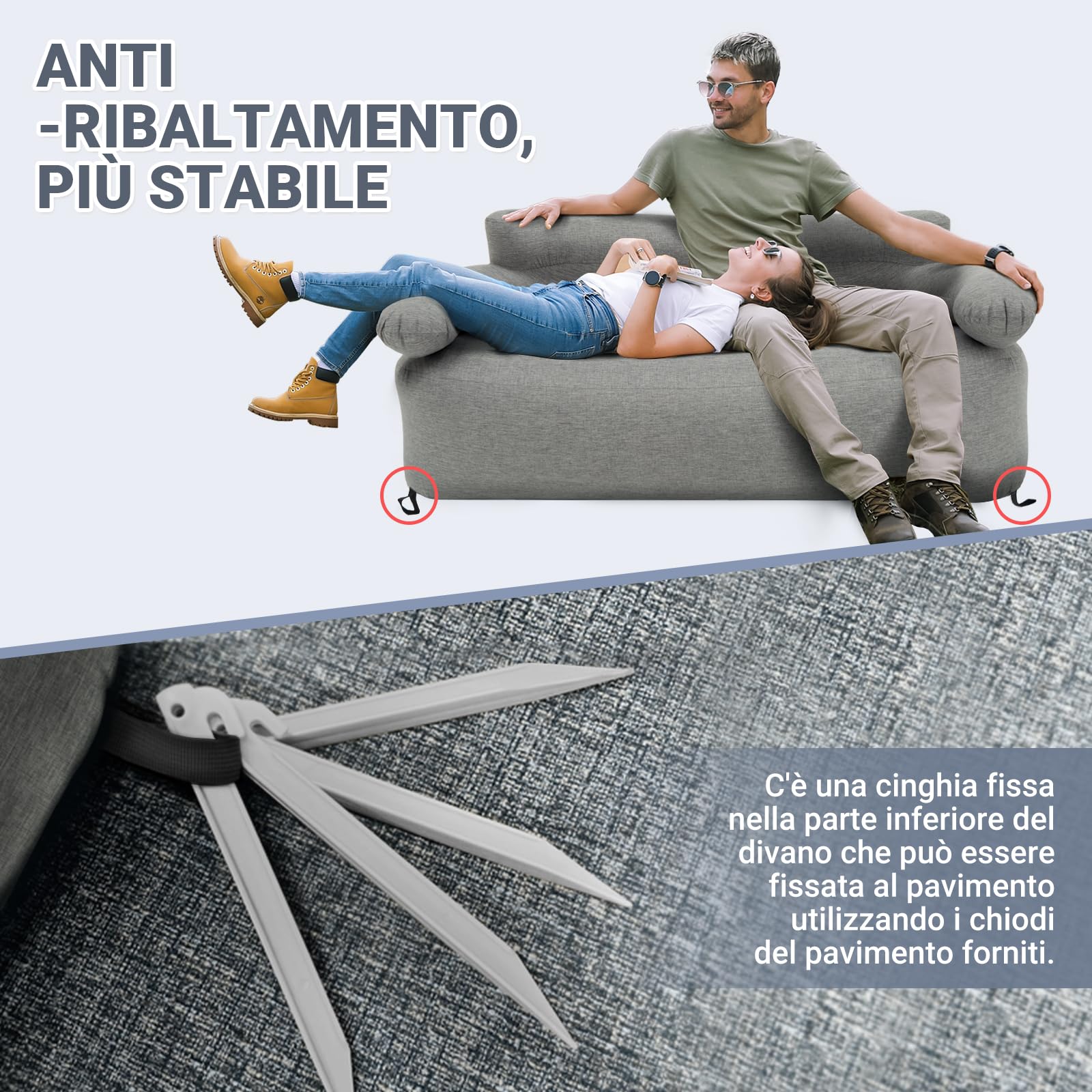 KingCamp Divano Gonfiabile ad Aria 2 Posti, con Pompa a Pedale, Alta Qualità Robusto, Copertura Esterno in Tessuto Rimovibile Lavabile, Adatto per Campeggio, Casa, Giardino, Festival Musicale ecc.