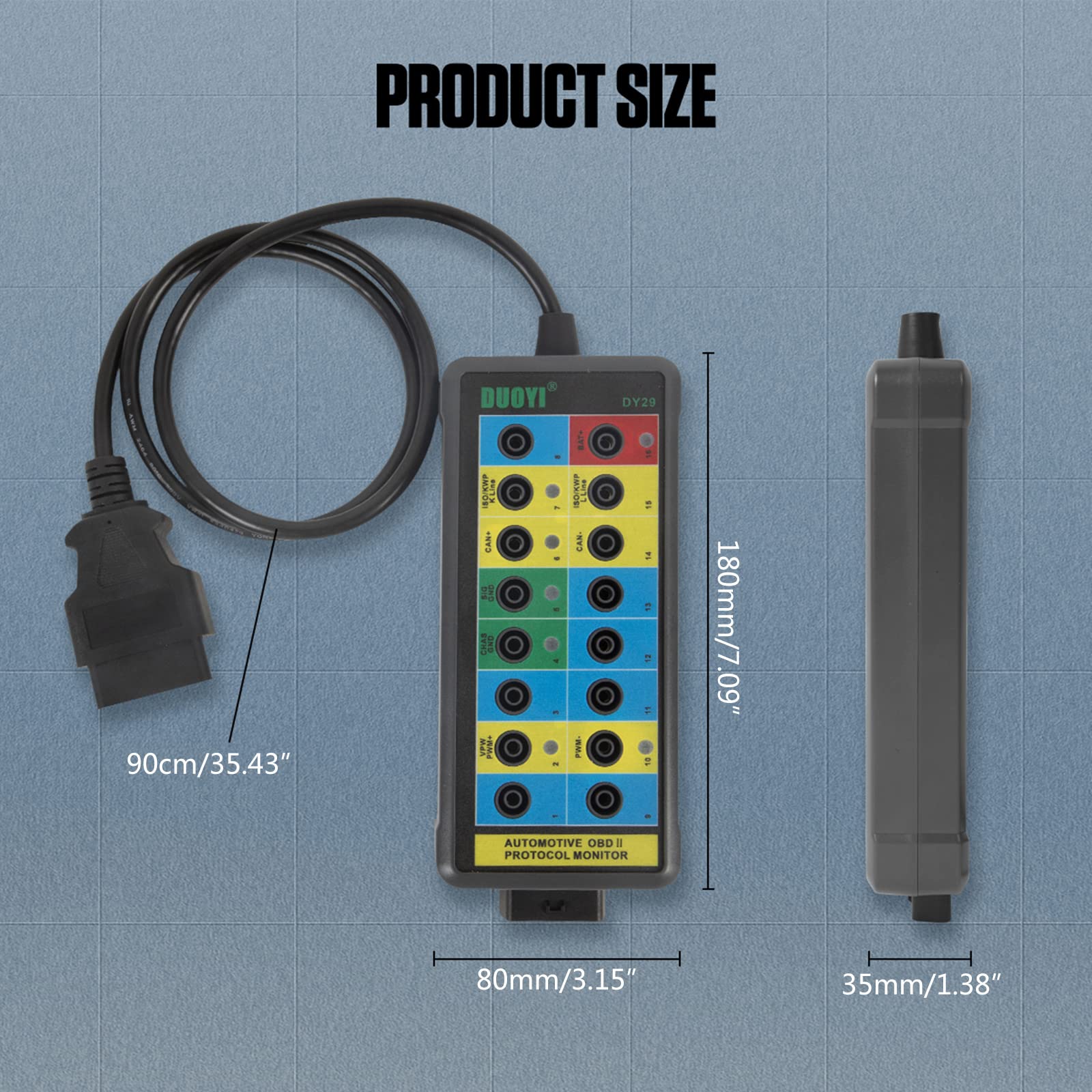 Detector de diagnóstico Caja de interrupción OBDII Monitor de interfaz Pinout Tester Detector Caja de diagnóstico OBDII OBD-II Monitor de interfaz
