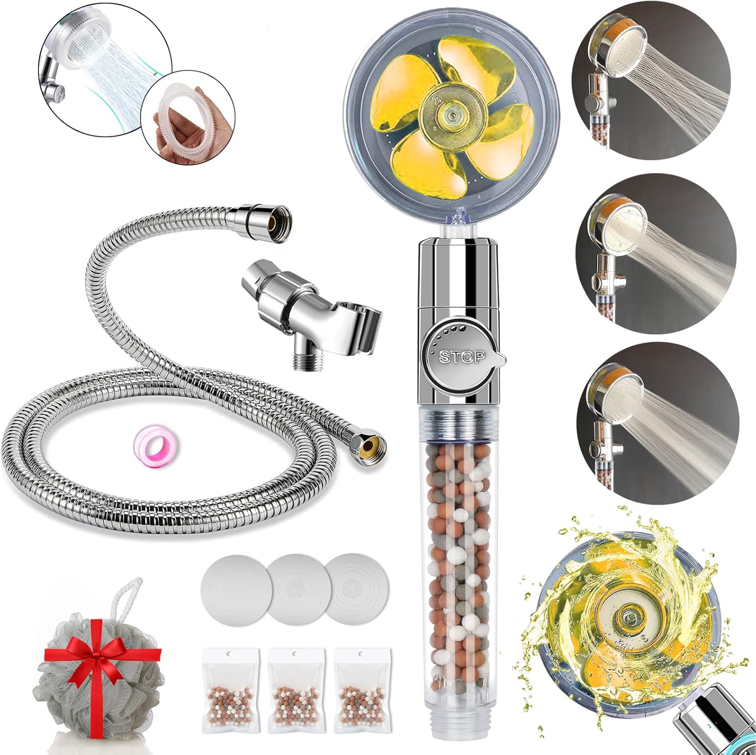 Vortex Turbo Drive Shower Head with handheld, High Pressure Shower Head