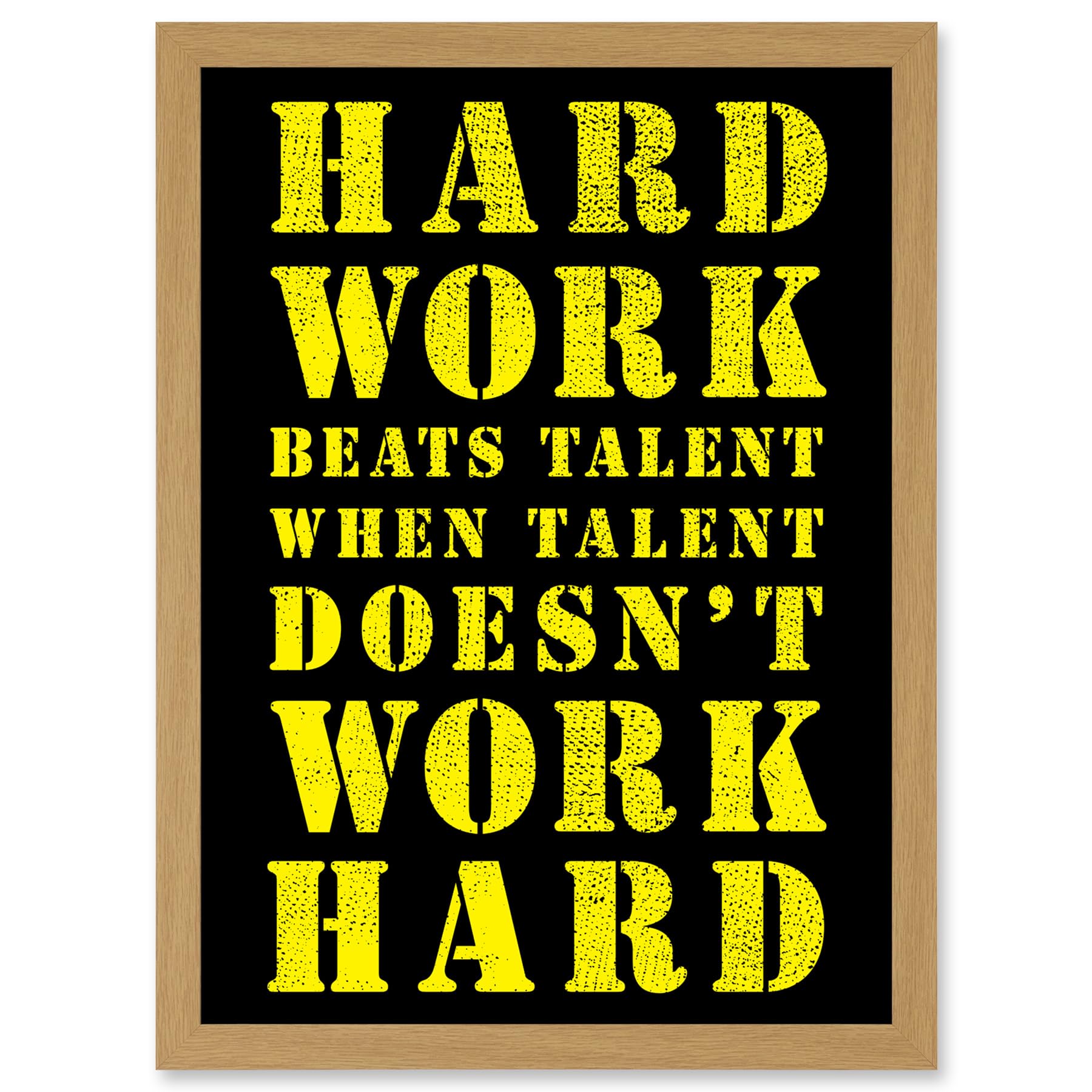 Artery8 Exercise Motivation Hard Work Beats Talent Inspirational Gym Wall Art Artwork Framed A3 Wall Art Print
