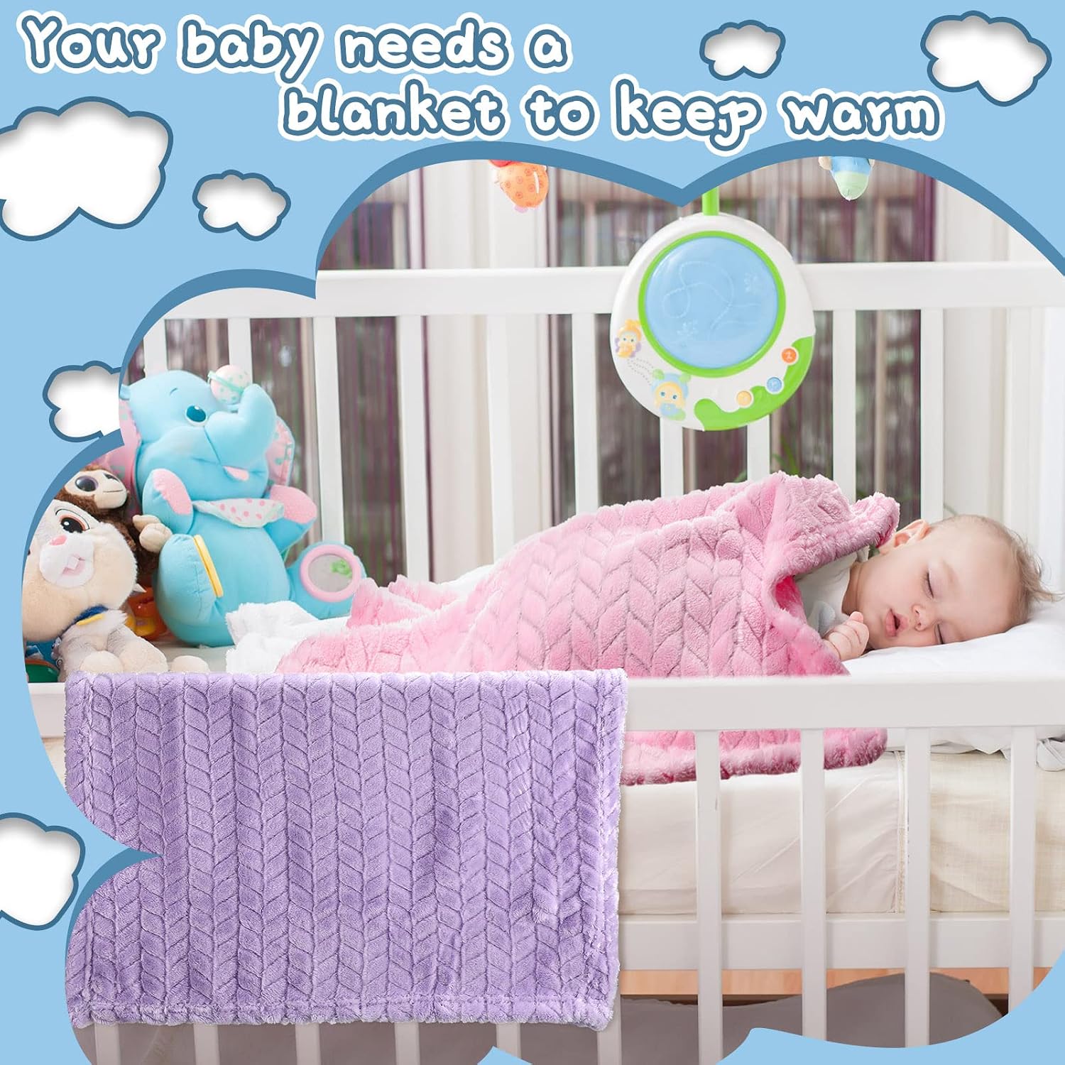 Frienda 4 Pcs Baby Fuzzy Blanket Fluffy Baby Blanket for Boys Girls Soft Warm Infant Newborn Toddler Receiving Nursery Bed Supplies, 32 x 24 Inch(Elegant Color)
