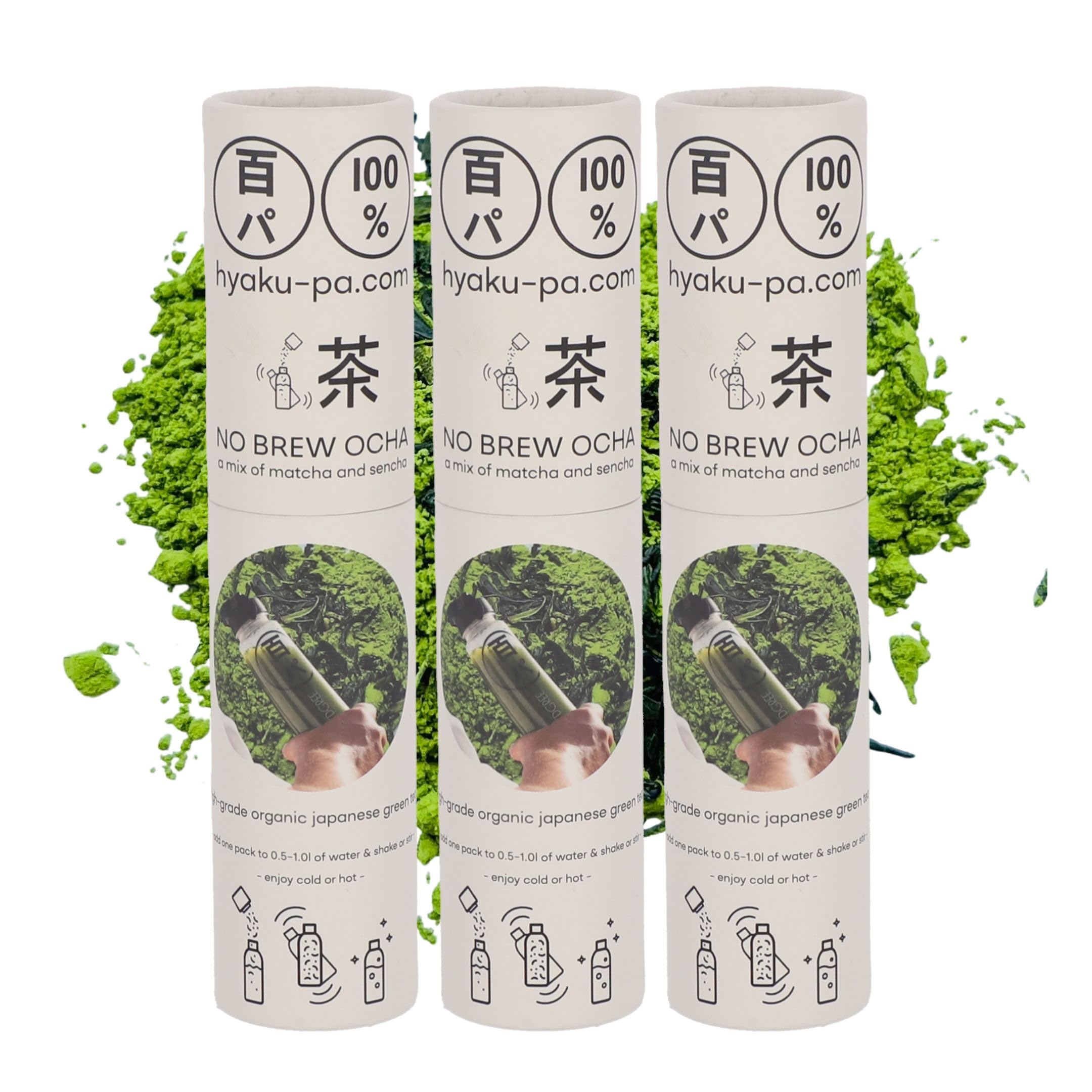 Hyaku-Pa Grüner Tee, Bio Matcha Pulver & Sencha- Premium Japanischer Tee- No Brew Ocha- Heiß & Kalt- Fokus & Sport, 100% Natürlich