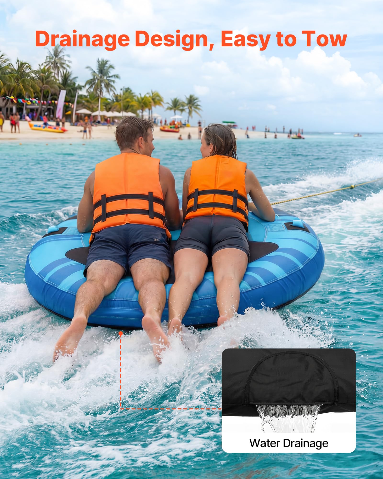 VEVOR Flotador de Arrastre Inflable 159,5 cm para 3 Personas Carga 231 kg Azul