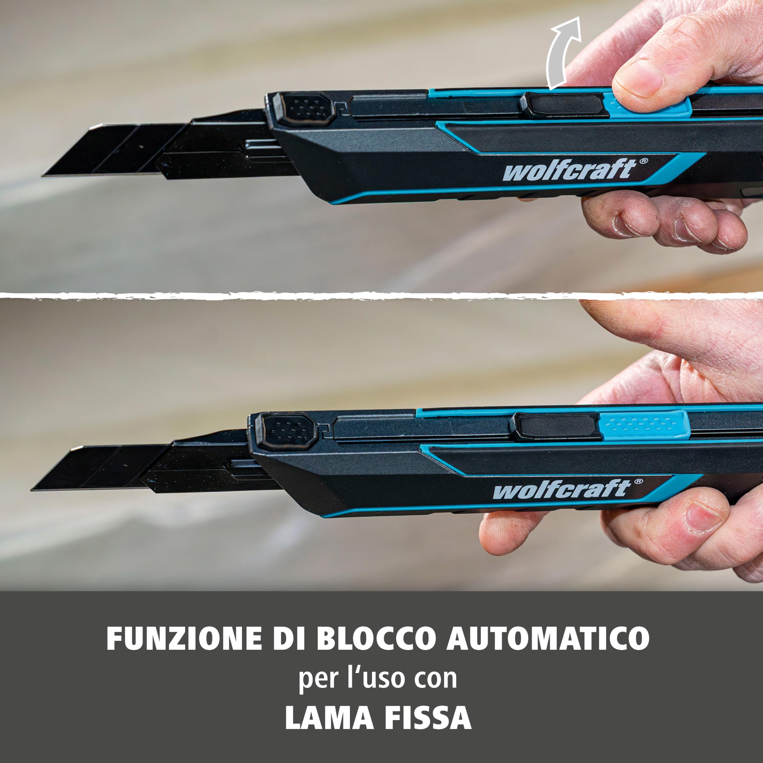 wolfcraft Cutter con Lama a Spezzare PRO SAFETY 25 mm, Lama PRO SHARP Nera Ultra Affilata, Impugnatura Ergonomica per Destrorsi e Mancini – 4291000