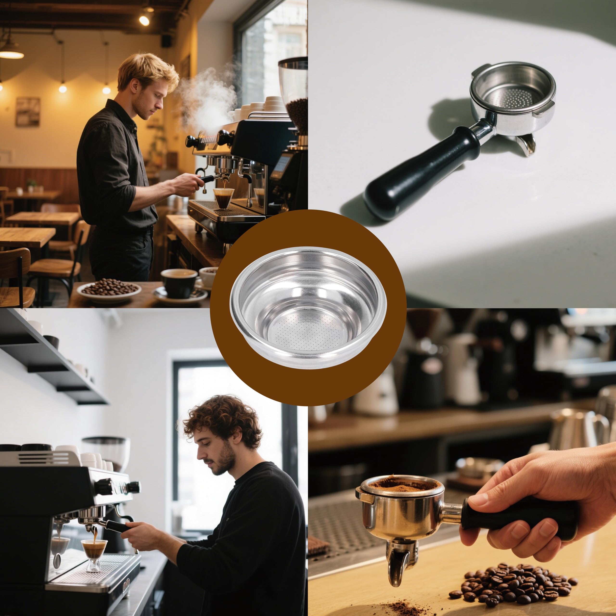 Porte-filtre à Café, Porte-filtre à Café En Acier Inoxydable 54 Mm Facile A Utiliser Double Flux Filtre Pour Machine A Cafe Adapte A La Machine A Cafe 870 880  Blanc