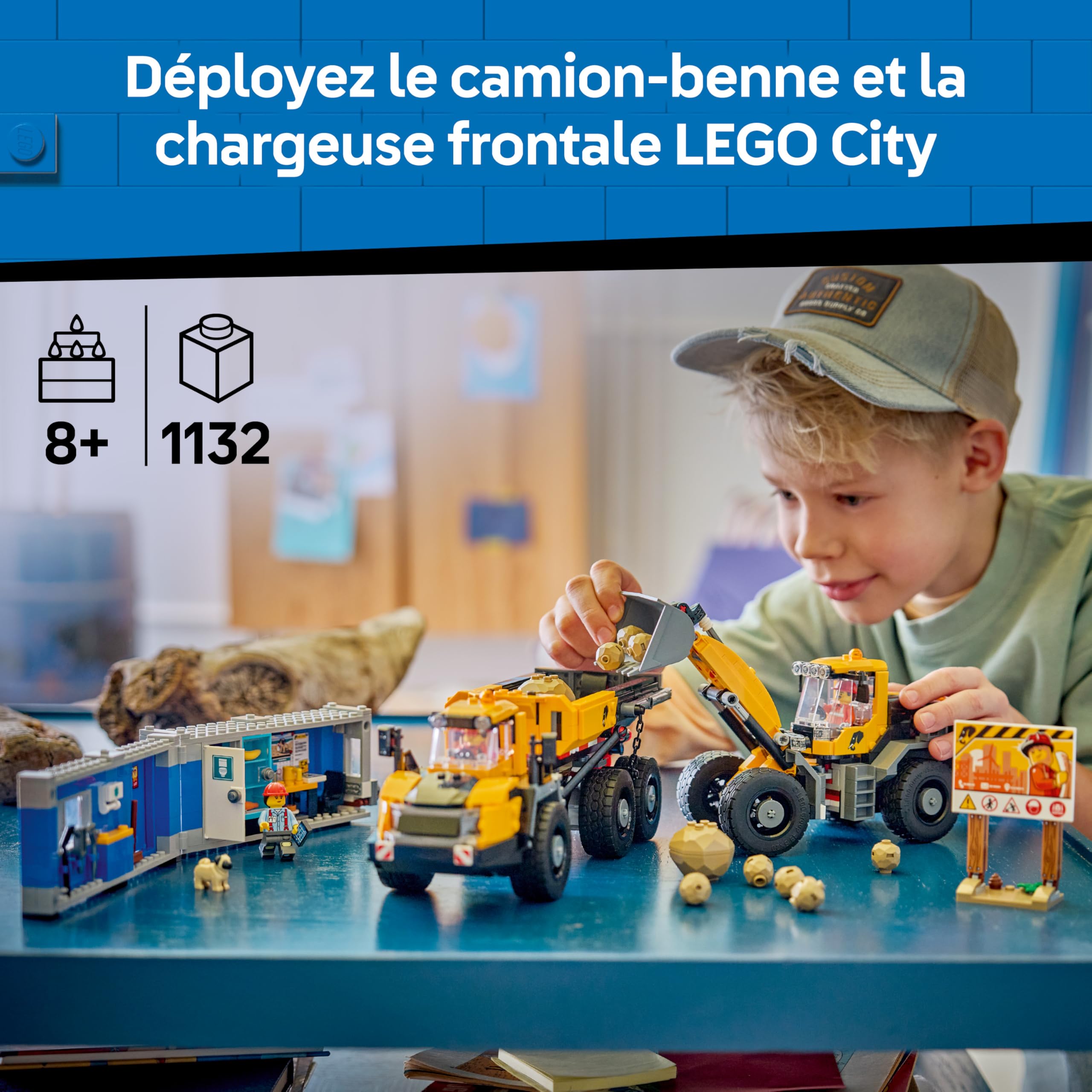 LEGO City Le Camion-Benne et la Chargeuse Frontale - Camions Jouets - Véhicules de Chantier Fonctionnels avec 3 Minifigurines - Cadeau d'anniversaire sur Le Thème des STEM pour Garçon dès 8 Ans 60494