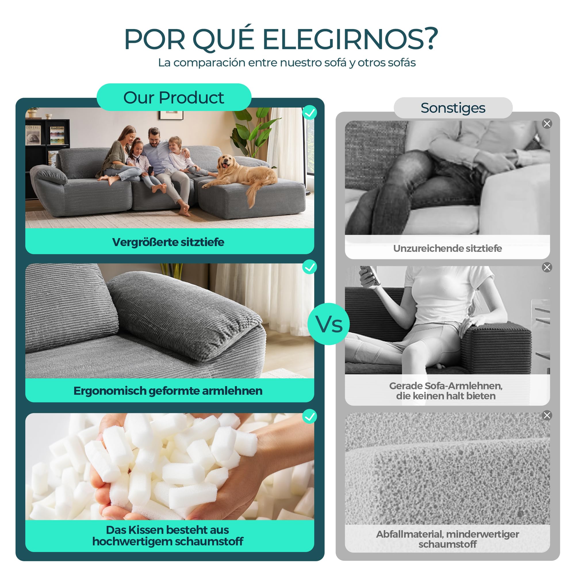 LINSY Home Sofá Cama esquinero con función de sueño, 290 cm, Modular, en Forma de L, Incluye otomana, salón, Noches de televisión o para Pasar la Noche de Invitados (Gris)