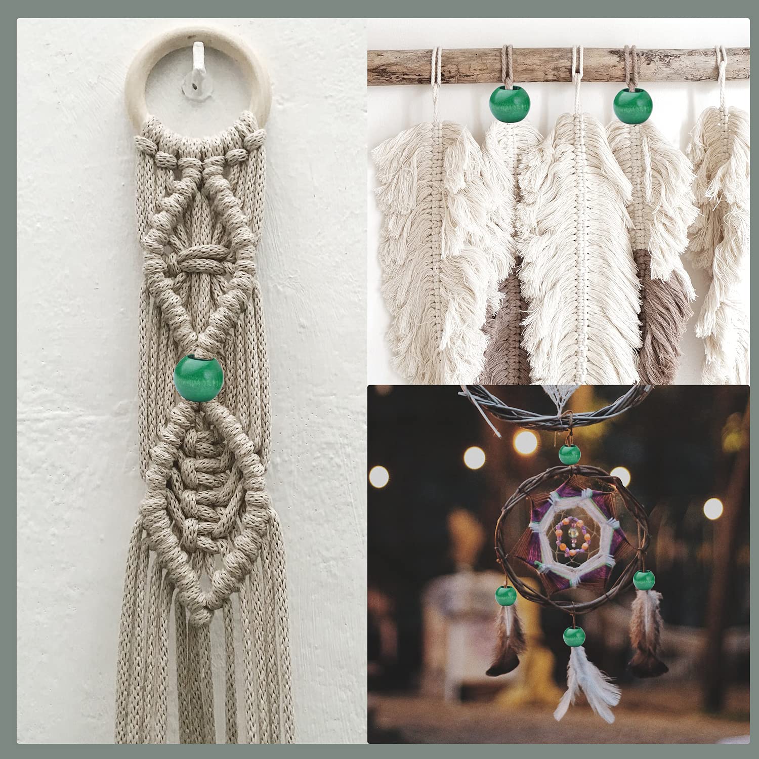 Keyzone Lot De 100 Perles D'espacement En Bois Peintes Mixtes De 12 Mm Pour La Fabrication De Bijoux Et Accessoires Pour Cheveux