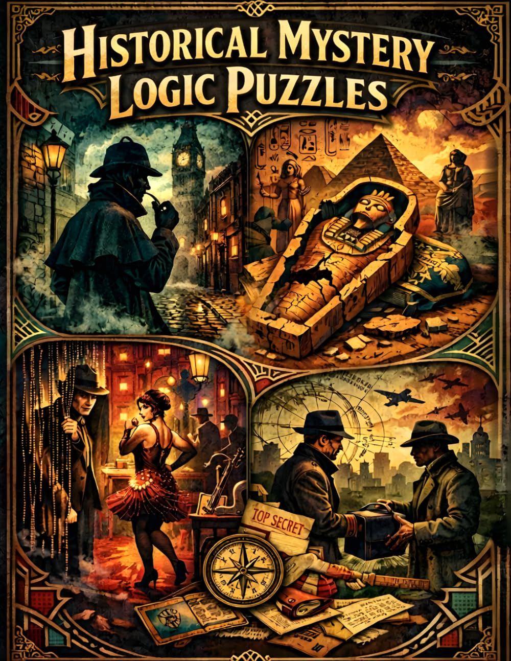 Historical Mystery Logic Puzzles: Challenging Logic Grid Puzzles for Adults Featuring Victorian Murders, Ancient Civilization Mysteries, Speakeasy Crimes & WWII Spy Cases