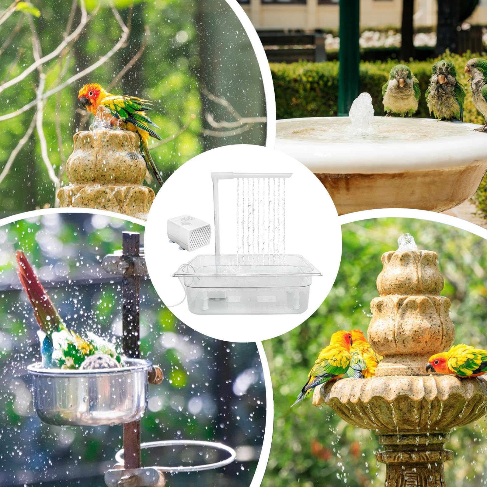 Ducha automática de pájaros, ducha de baño automática de aves Baño | Bañera de ducha de cacatina eléctrica para periquito gris africano, bañera de bóveda con presió